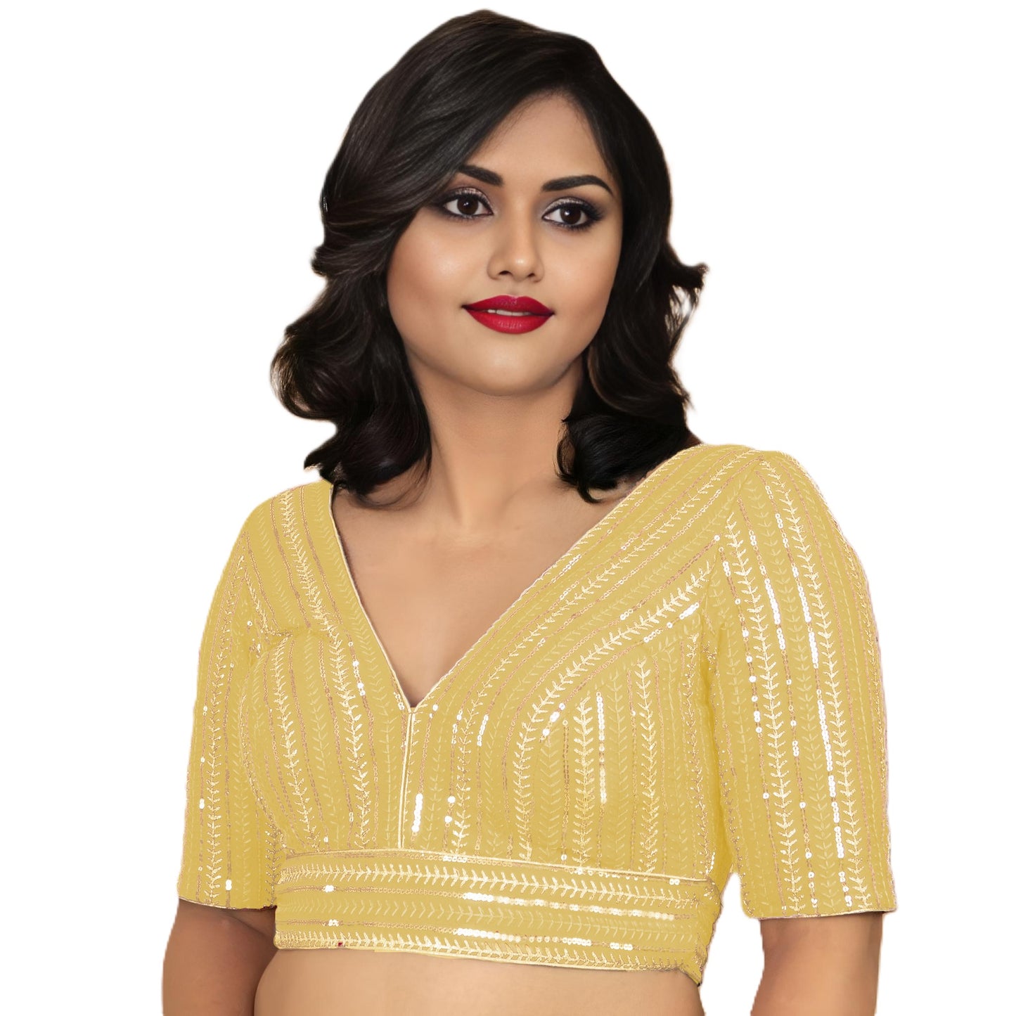 Fancy Designer Blouse with Golden Embroidery – Multiple Colors | PU Fashion