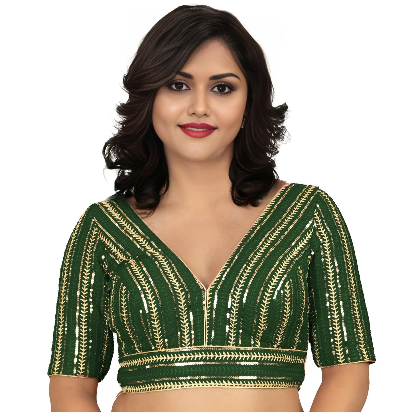 Fancy Designer Blouse with Golden Embroidery – Multiple Colors | PU Fashion