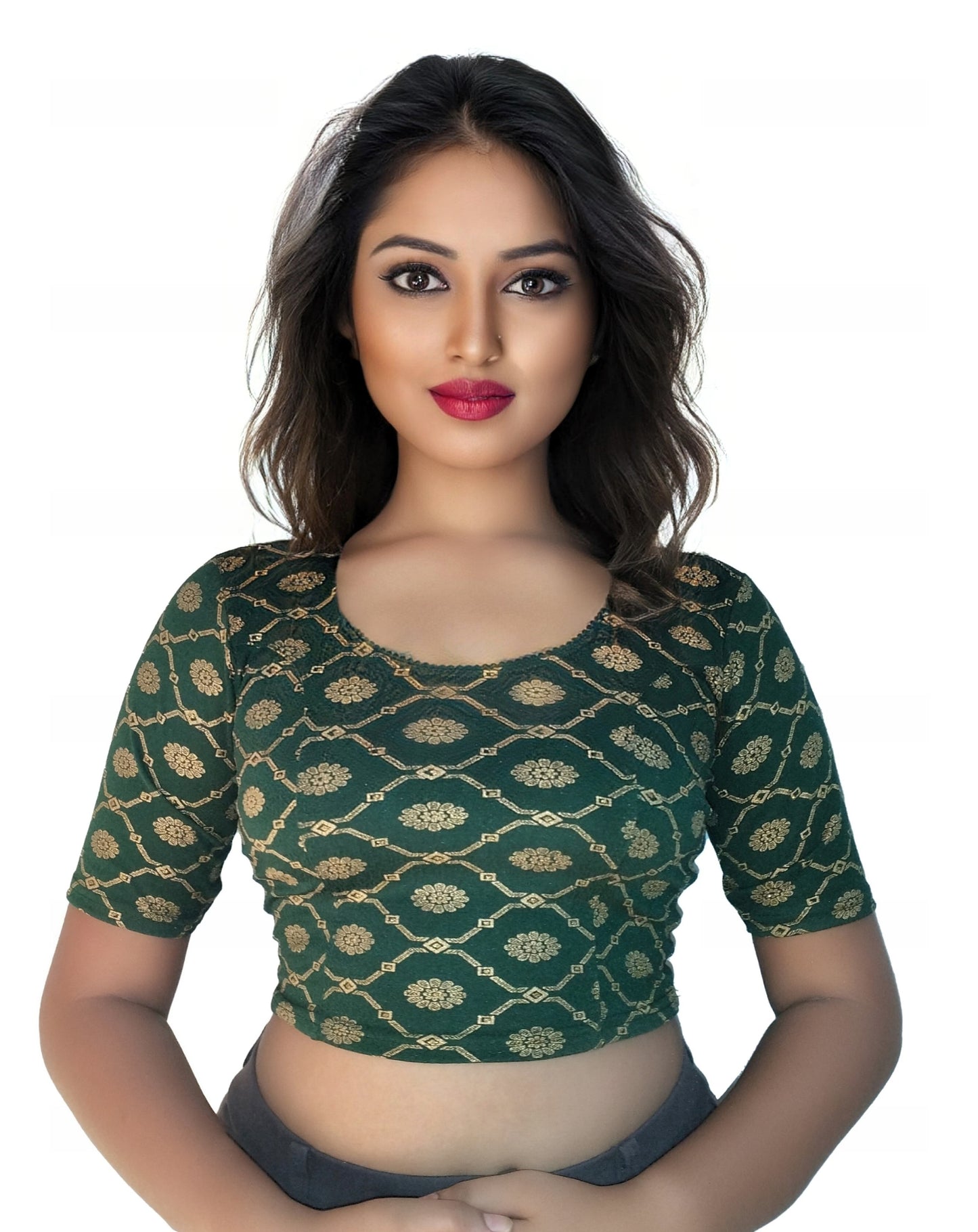 Cotton Lycra Stretchable Readymade Blouse with Fancy Latkan | Soft & Breathable Fabric