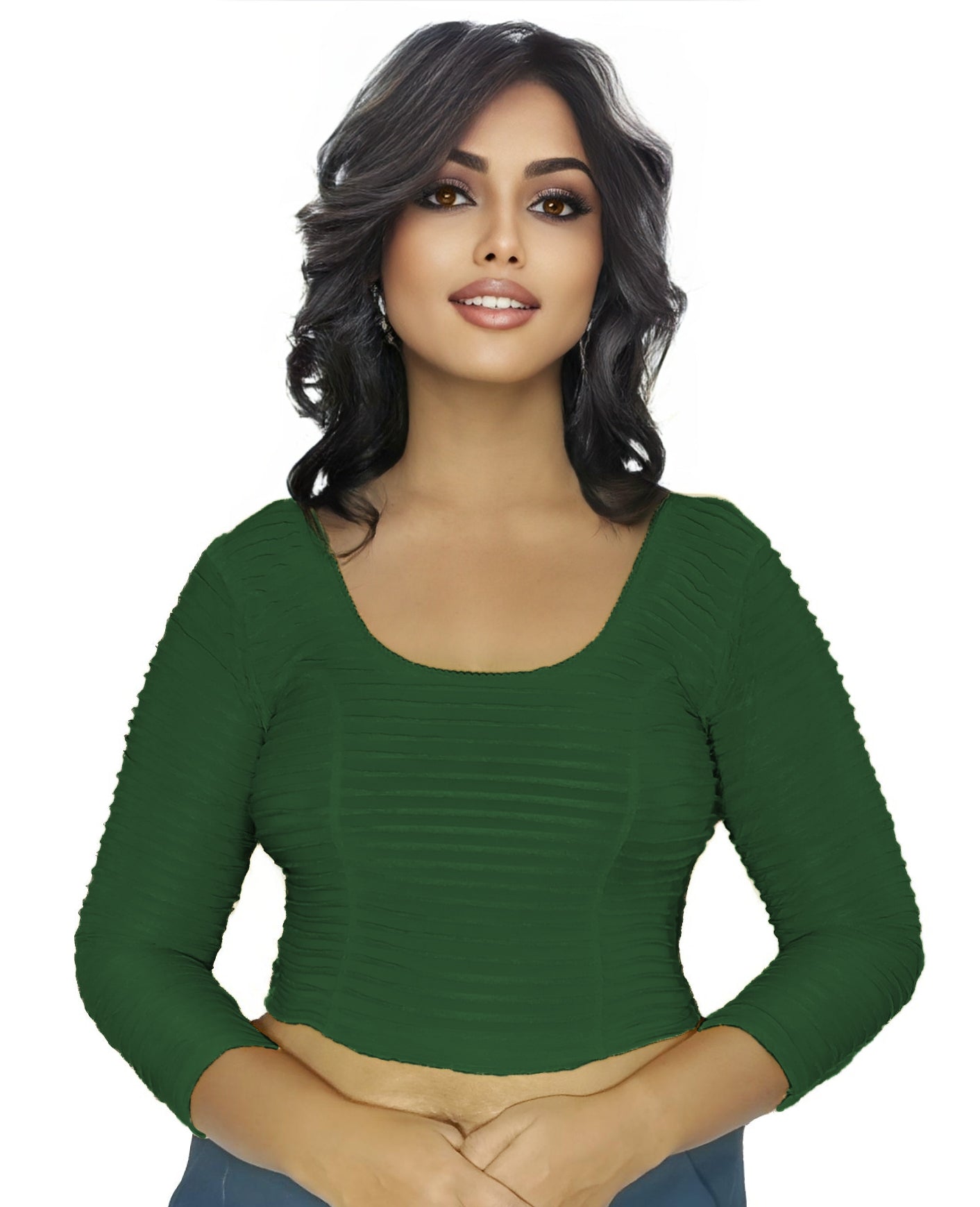 PU Fashion Lycra Stretchable Blouse – Readymade Full Sleeve Designer Saree Blouse