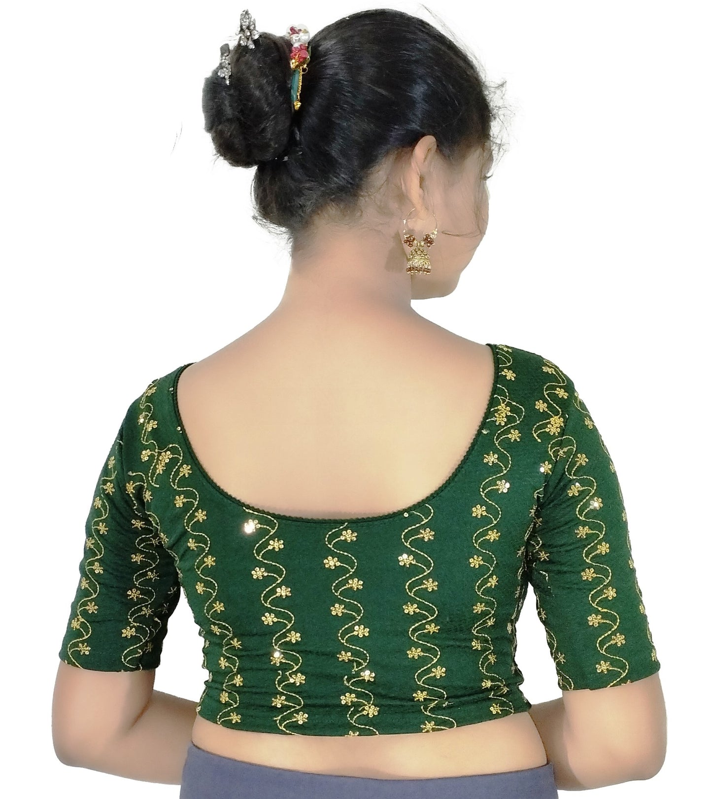 PU Fashion Wine Color Stretchable Embroidered Readymade Blouse for Women