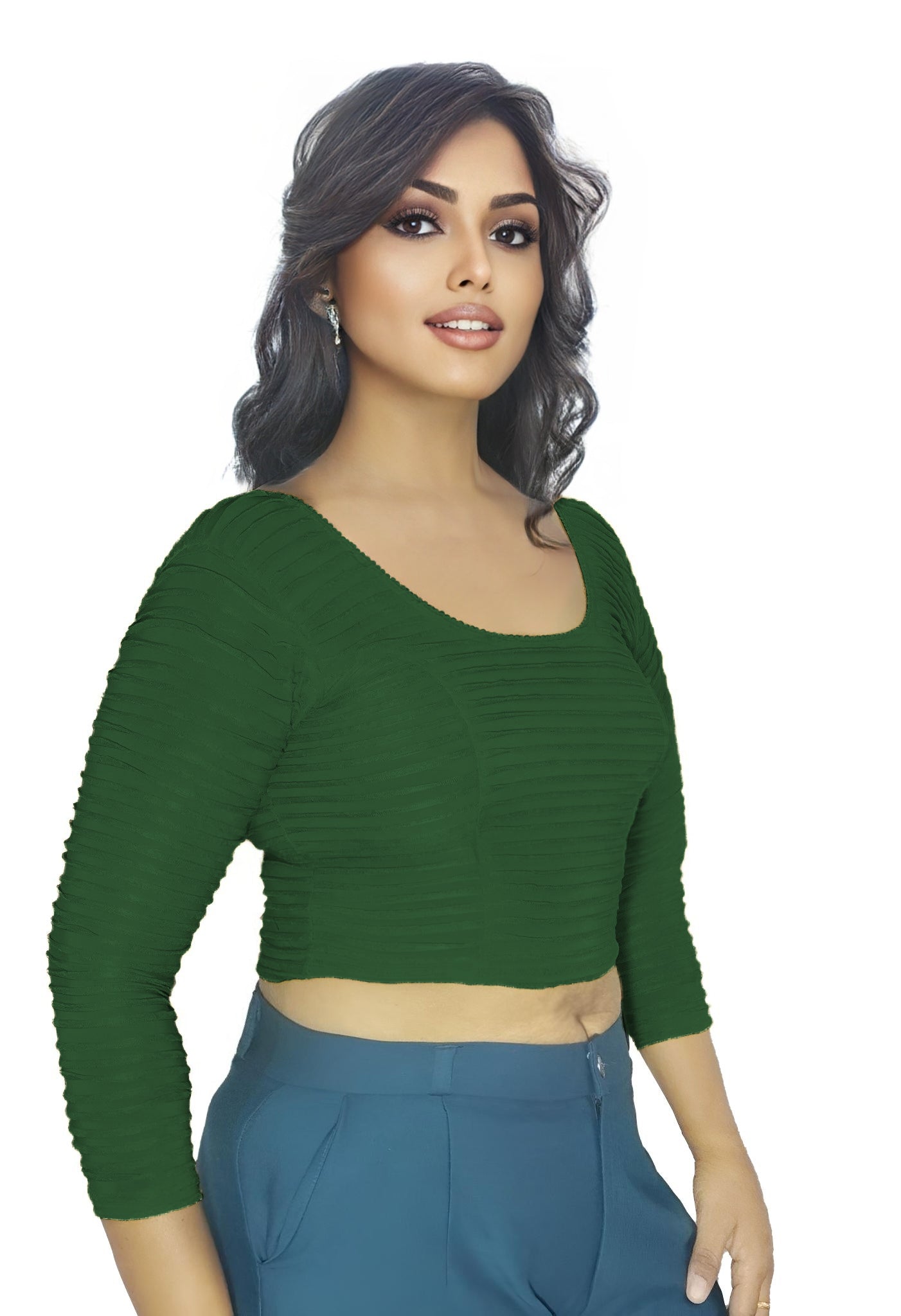 PU Fashion Lycra Stretchable Blouse – Readymade Full Sleeve Designer Saree Blouse