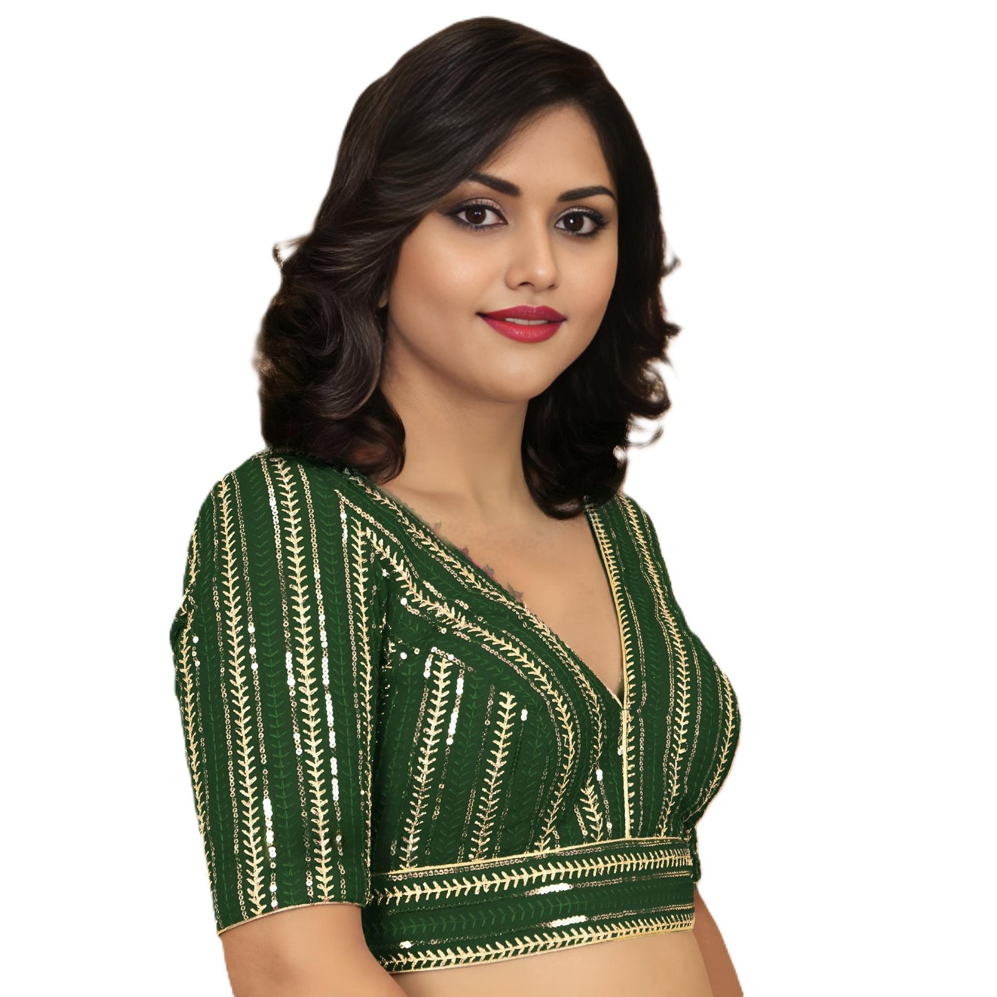 Fancy Designer Blouse with Golden Embroidery – Multiple Colors | PU Fashion