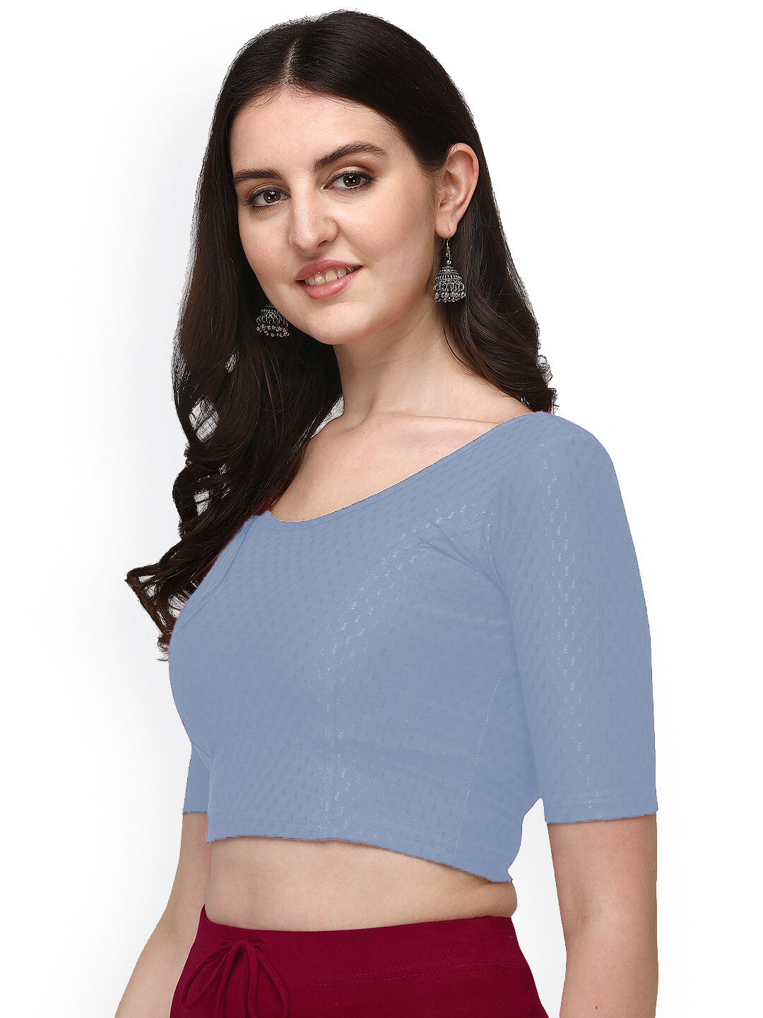 PU Fashion Cotton Stretchable Elbow Sleeve Saree Blouse β Soft & Stylish