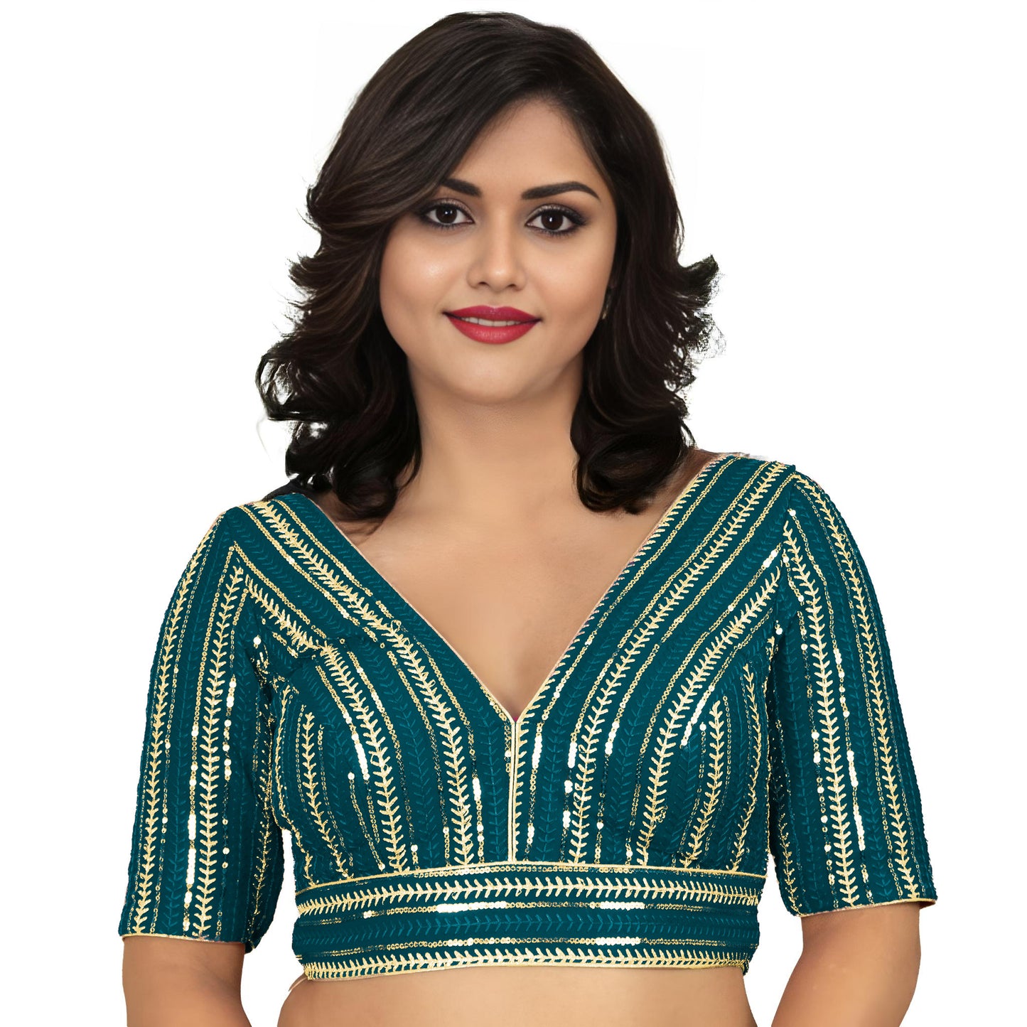 Fancy Designer Blouse with Golden Embroidery – Multiple Colors | PU Fashion