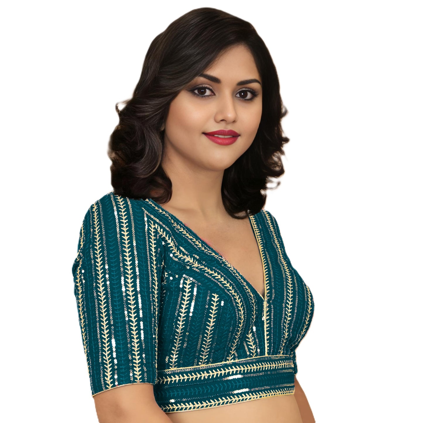 Fancy Designer Blouse with Golden Embroidery – Multiple Colors | PU Fashion