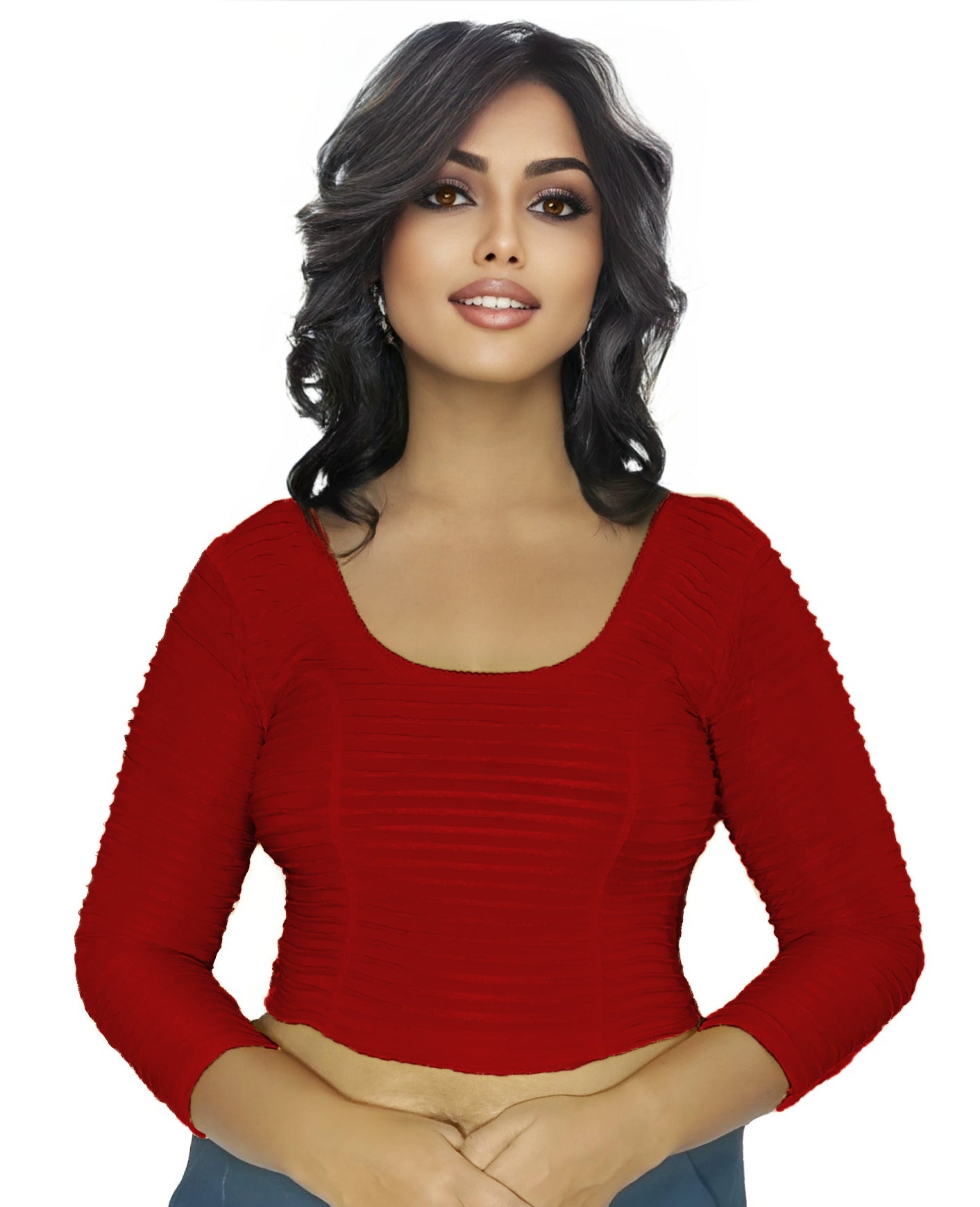 PU Fashion Lycra Stretchable Blouse – Readymade Full Sleeve Designer Saree Blouse