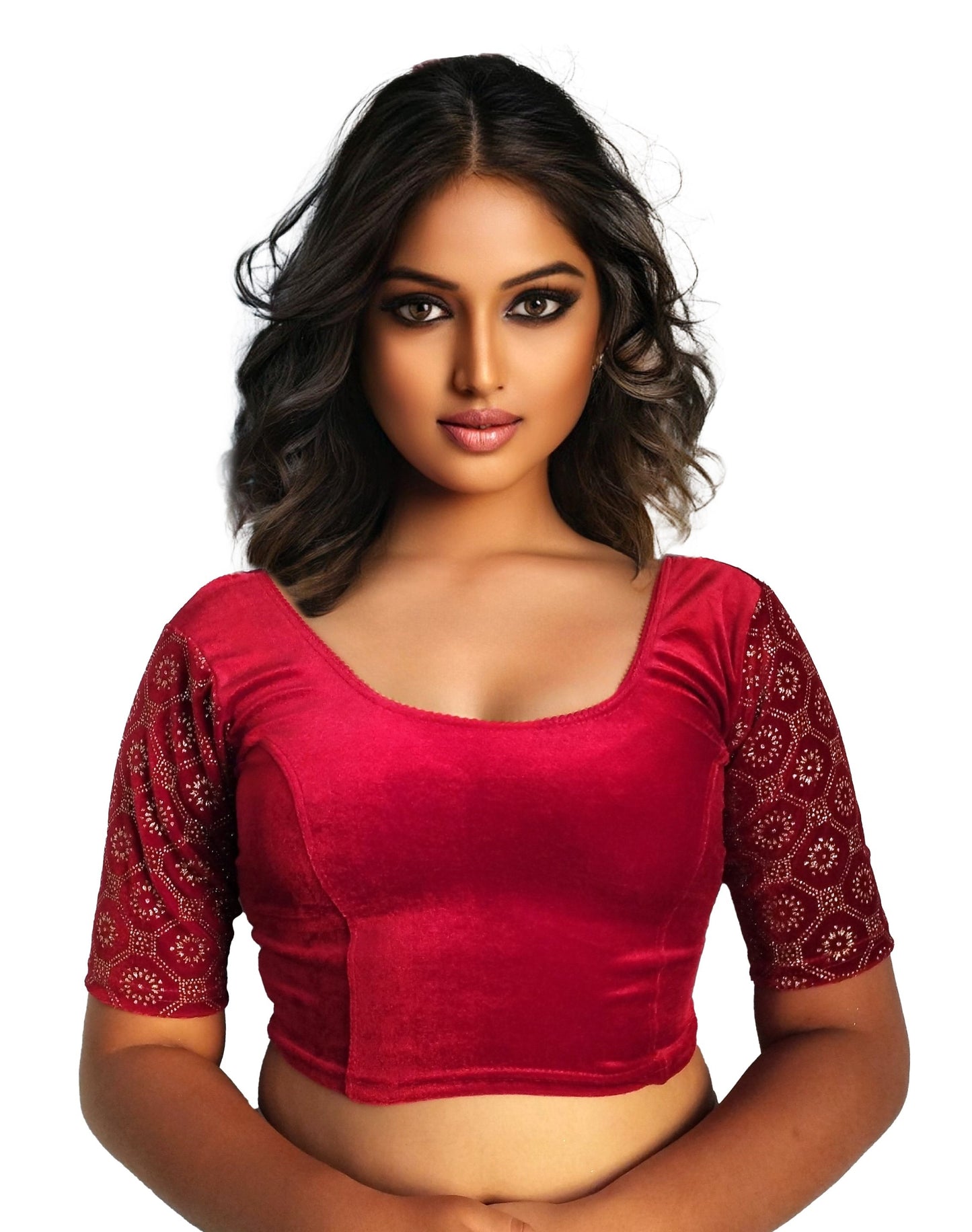 PU Fashion Black Velvet Fancy Blouse with Golden Work | Readymade Designer Blouse for Saree and Lehenga