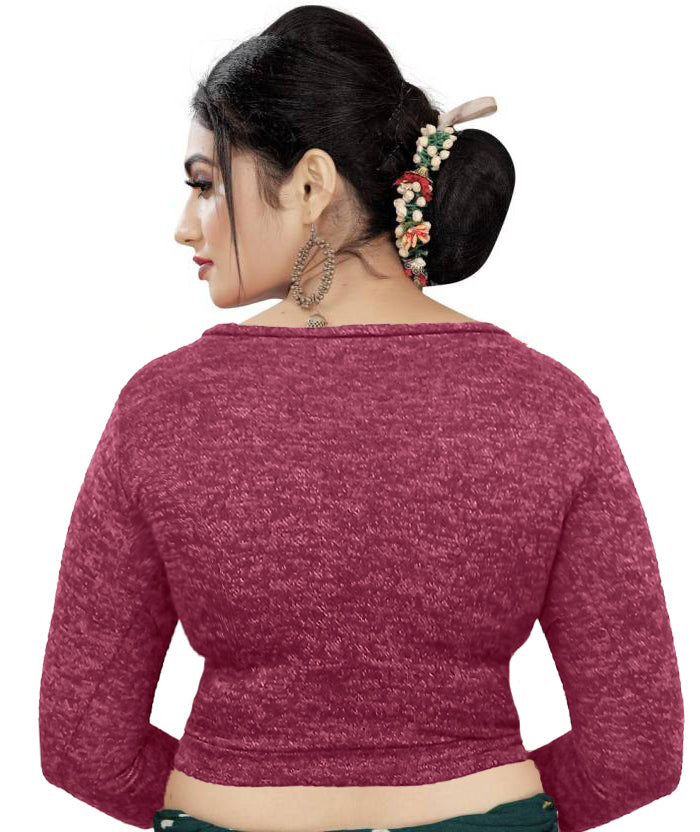 Stretchable Woolen Full Sleeves Blouse for Saree, Lehenga, and Winter Wear