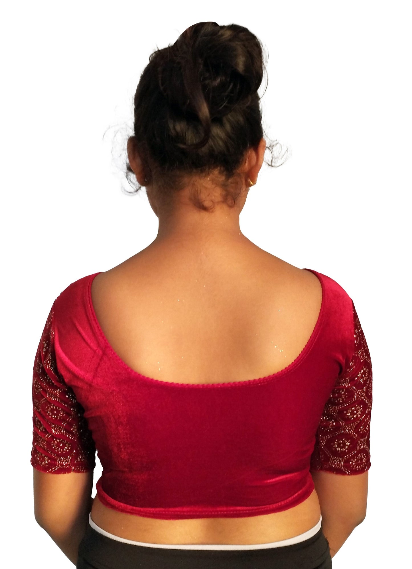 PU Fashion Black Velvet Fancy Blouse with Golden Work | Readymade Designer Blouse for Saree and Lehenga