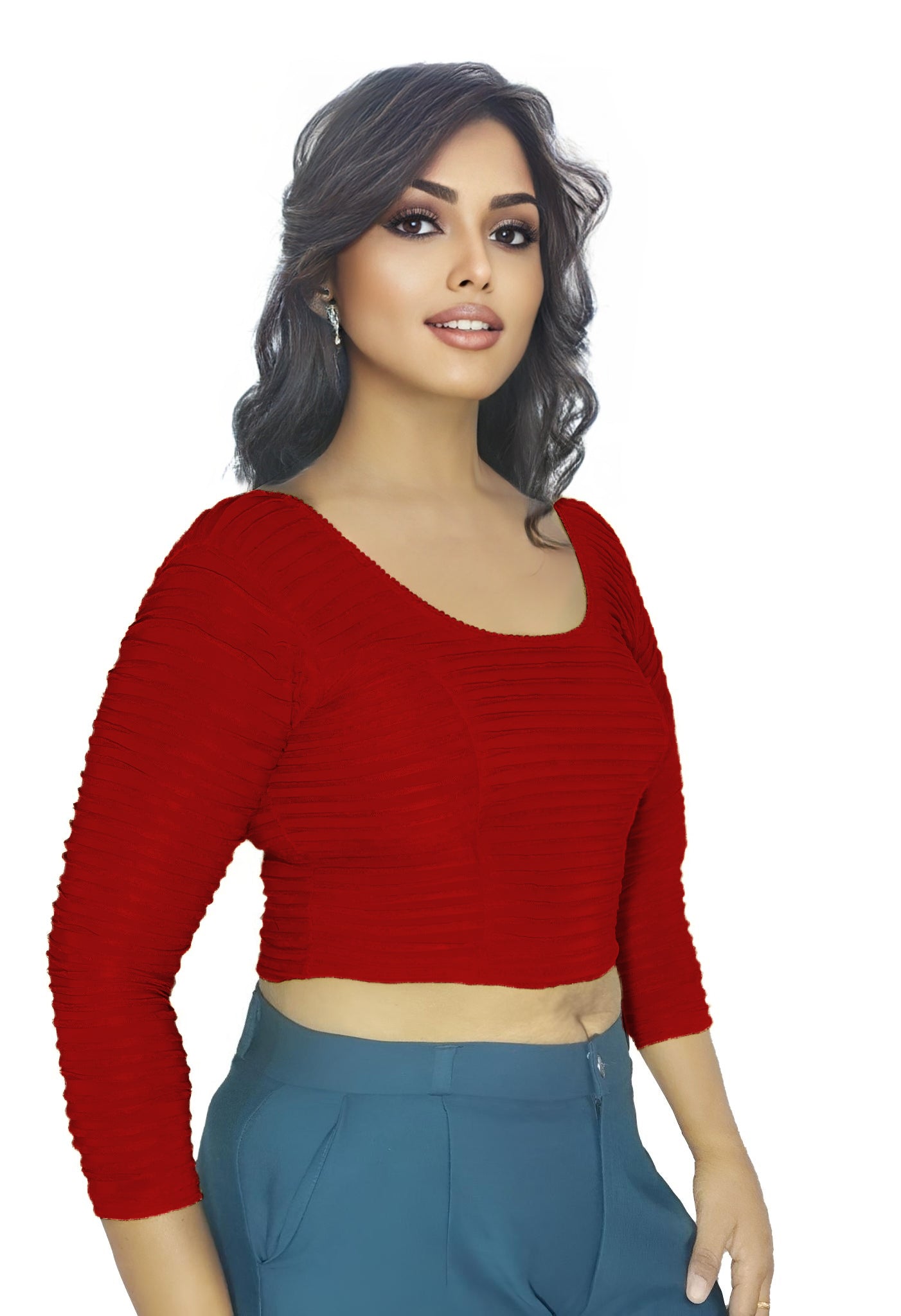 PU Fashion Lycra Stretchable Blouse – Readymade Full Sleeve Designer Saree Blouse