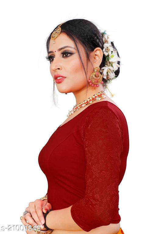 PU Fashion Stretchable Cotton Lycra Blouse – Readymade Long Sleeve Net Choli