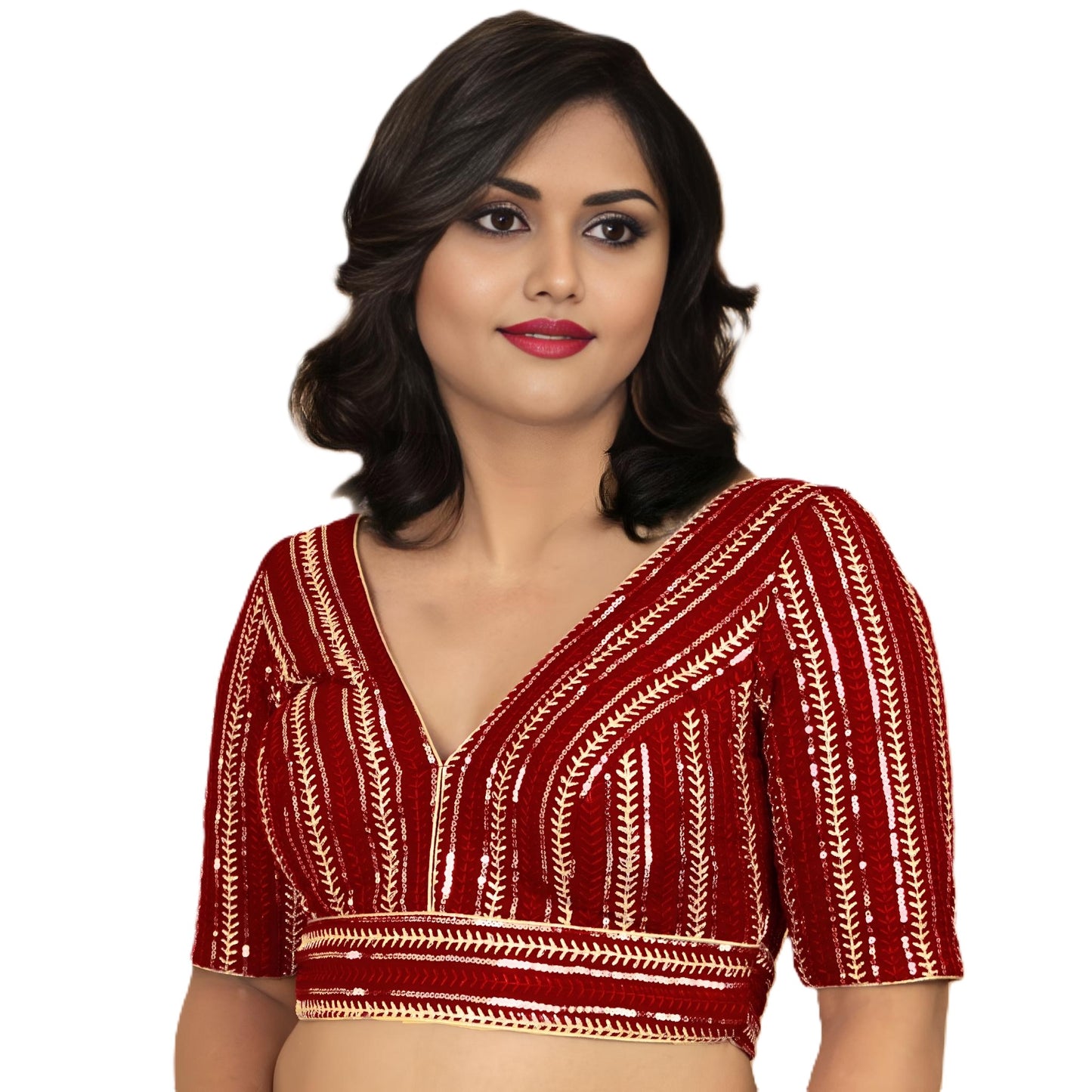 Fancy Designer Blouse with Golden Embroidery – Multiple Colors | PU Fashion