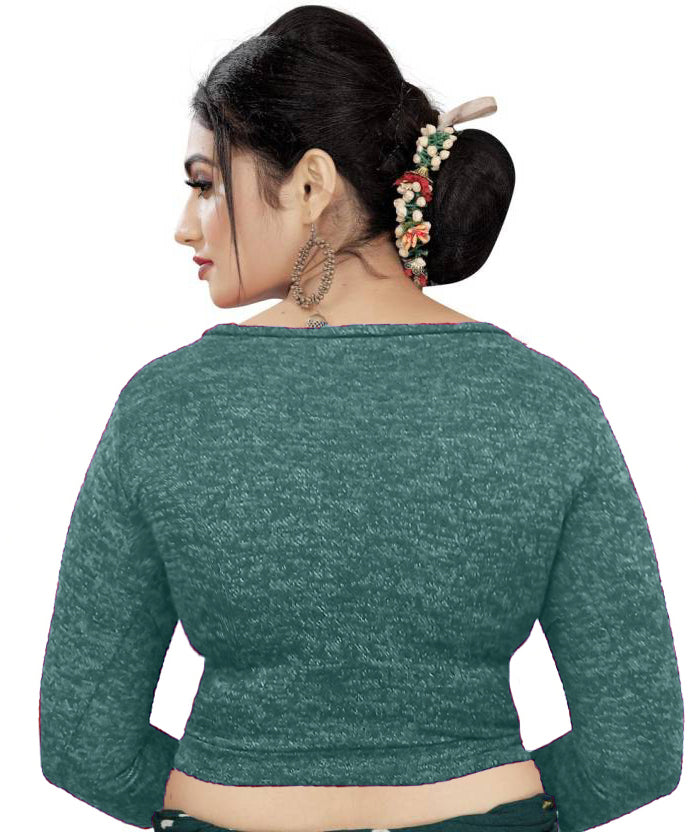 Stretchable Woolen Full Sleeves Blouse for Saree, Lehenga, and Winter Wear