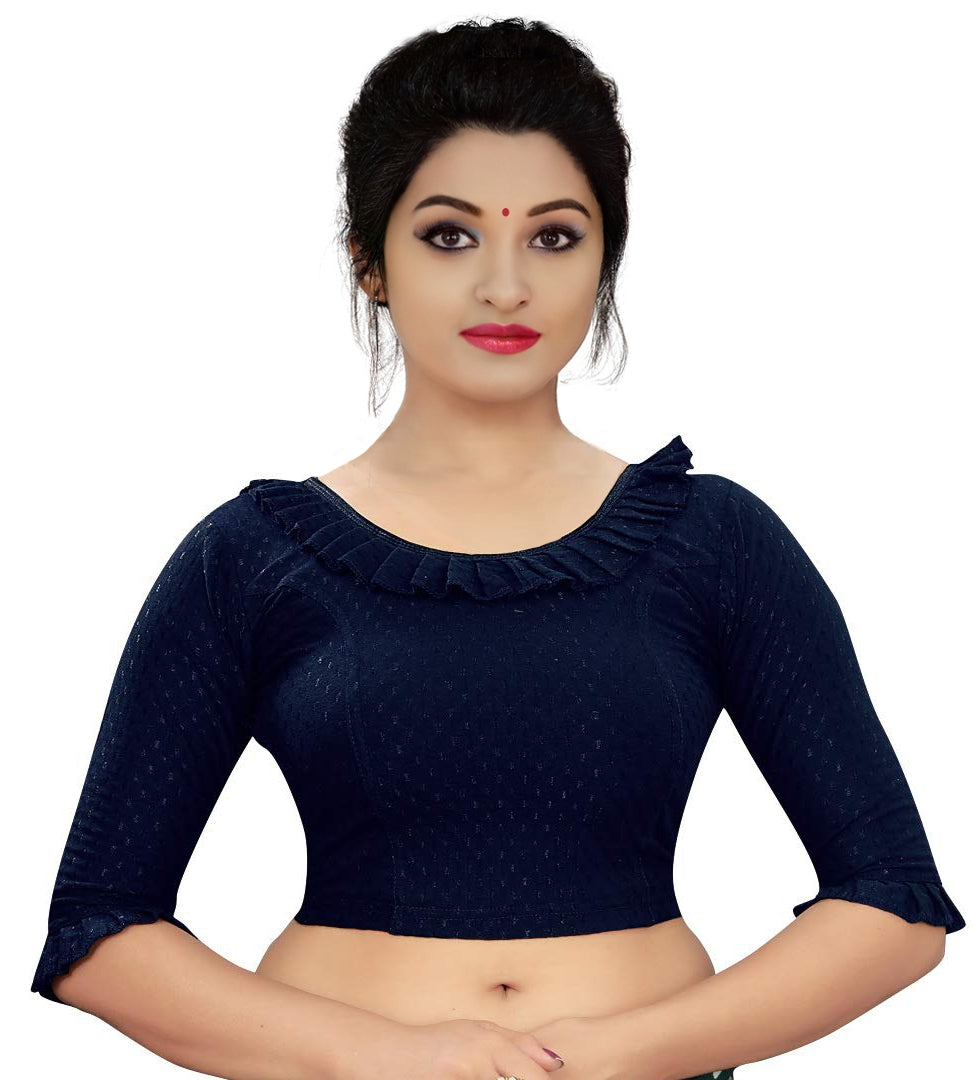 PU Fashion Frill Design Blouse β Stylish Stretchable Readymade Saree Blouse