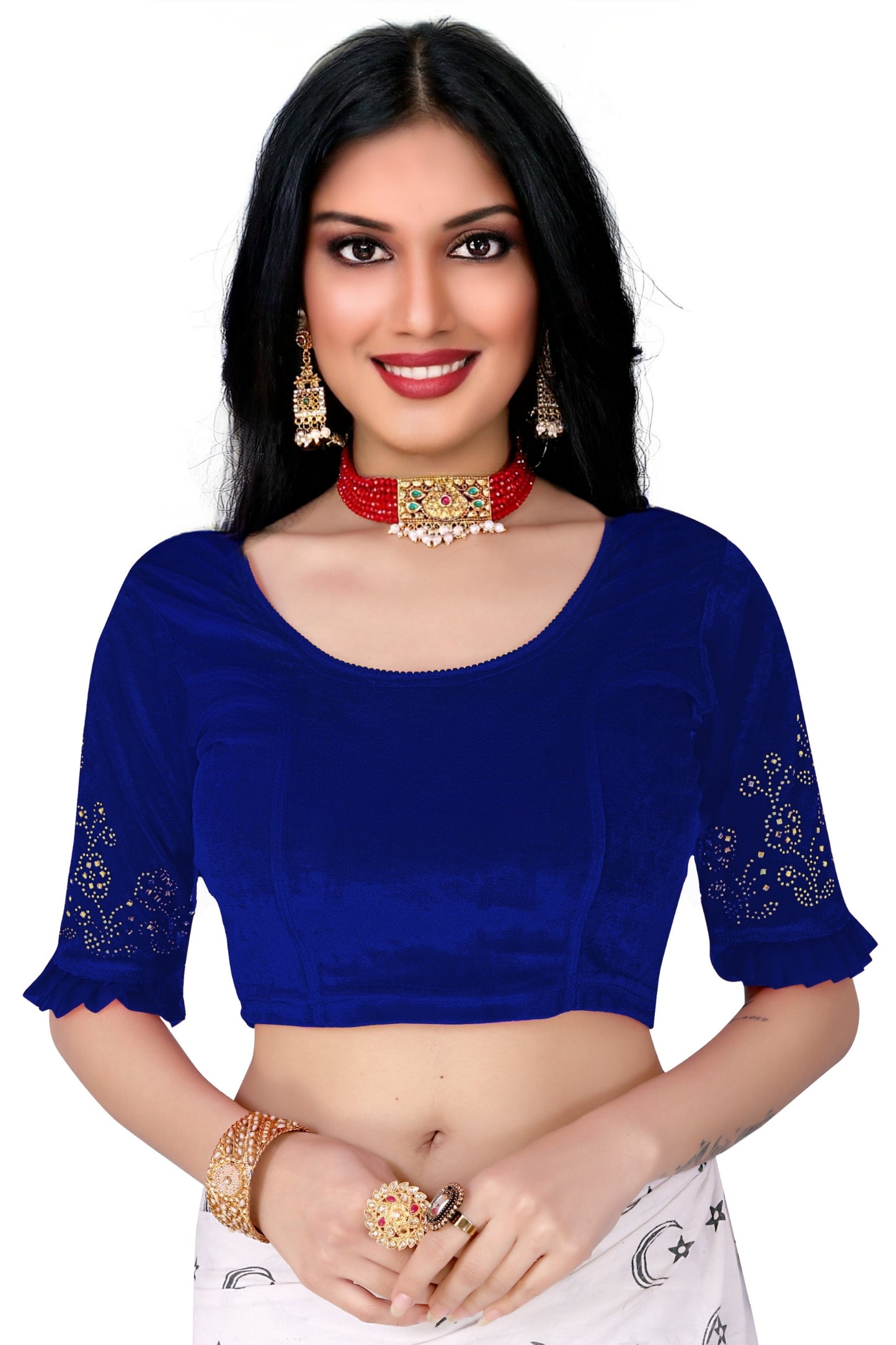 PU Fashion Stretchable Sequin Embroidery Blouse for Saree, Lehenga & Party Wear
