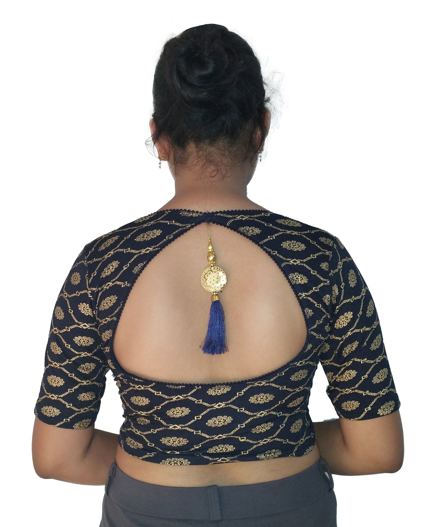 Cotton Lycra Stretchable Readymade Blouse with Fancy Latkan | Soft & Breathable Fabric