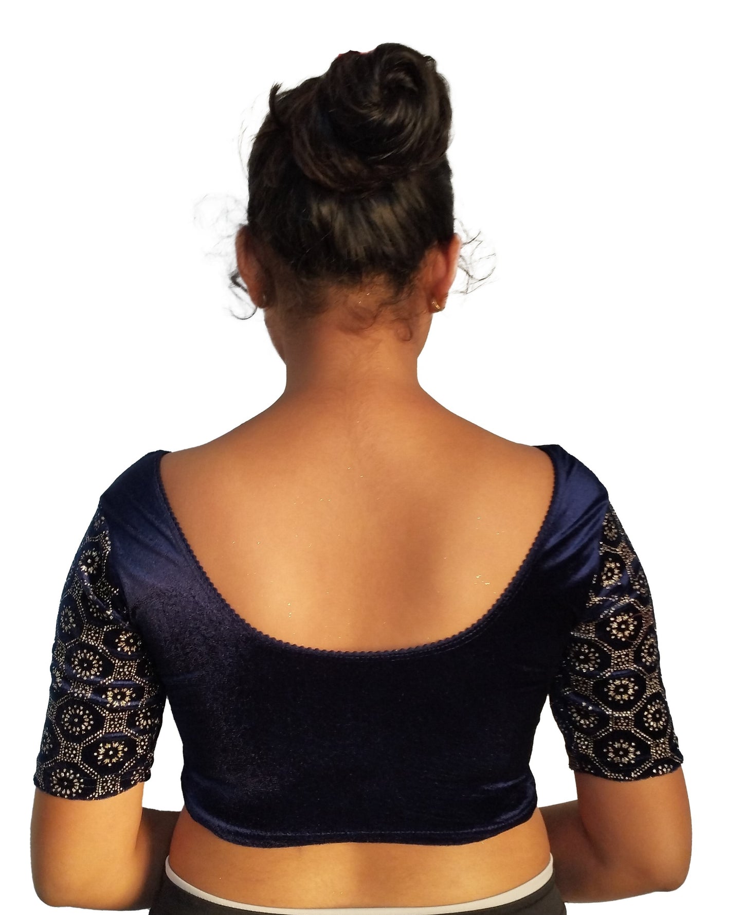 PU Fashion Black Velvet Fancy Blouse with Golden Work | Readymade Designer Blouse for Saree and Lehenga