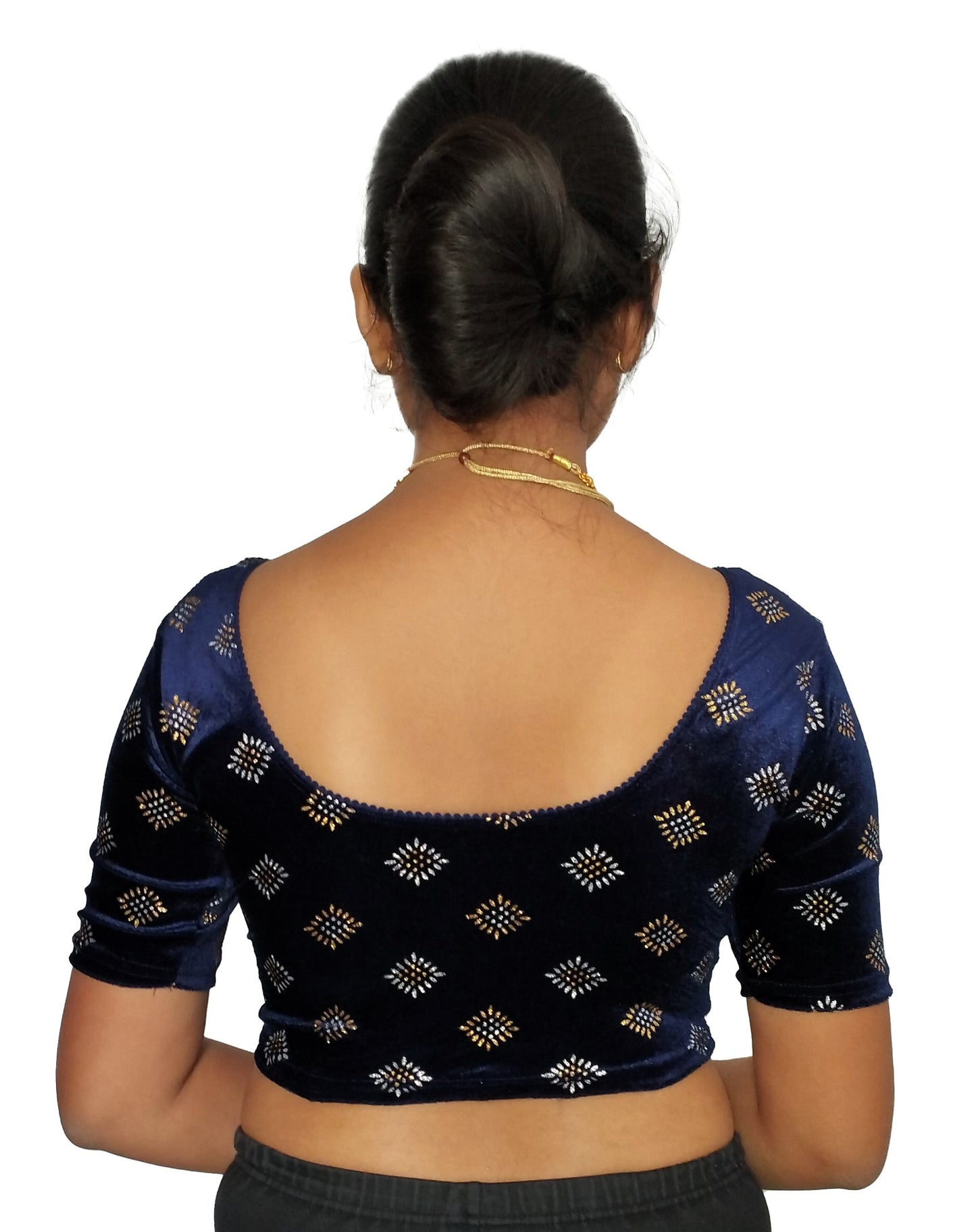 PU Fashion Stretchable Velvet Sequin Blouse for Saree, Lehenga, and Party Wear