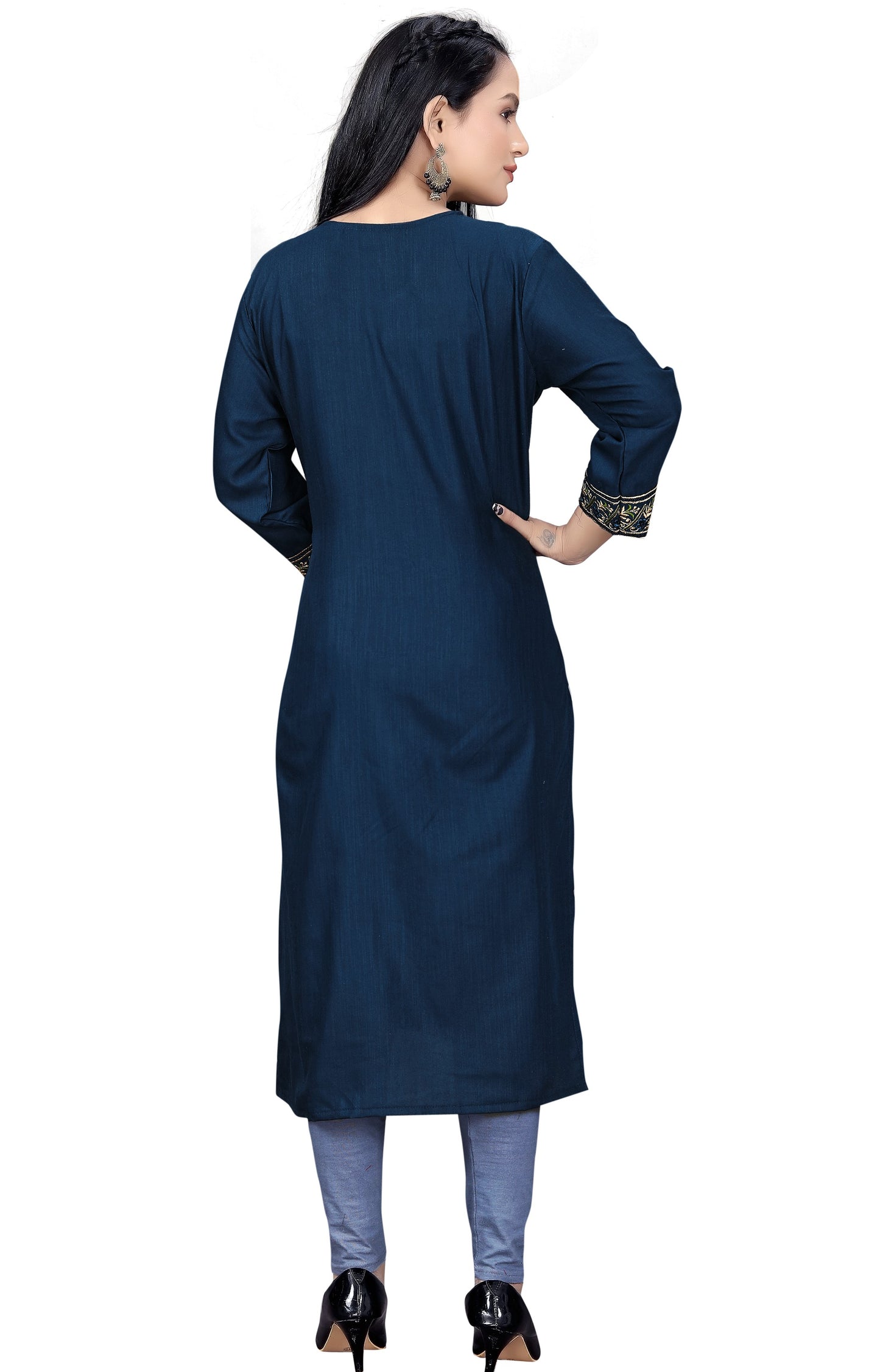 PU Fashion Women's Embroidered Straight Kurti | Elegant Festive & Office Wear