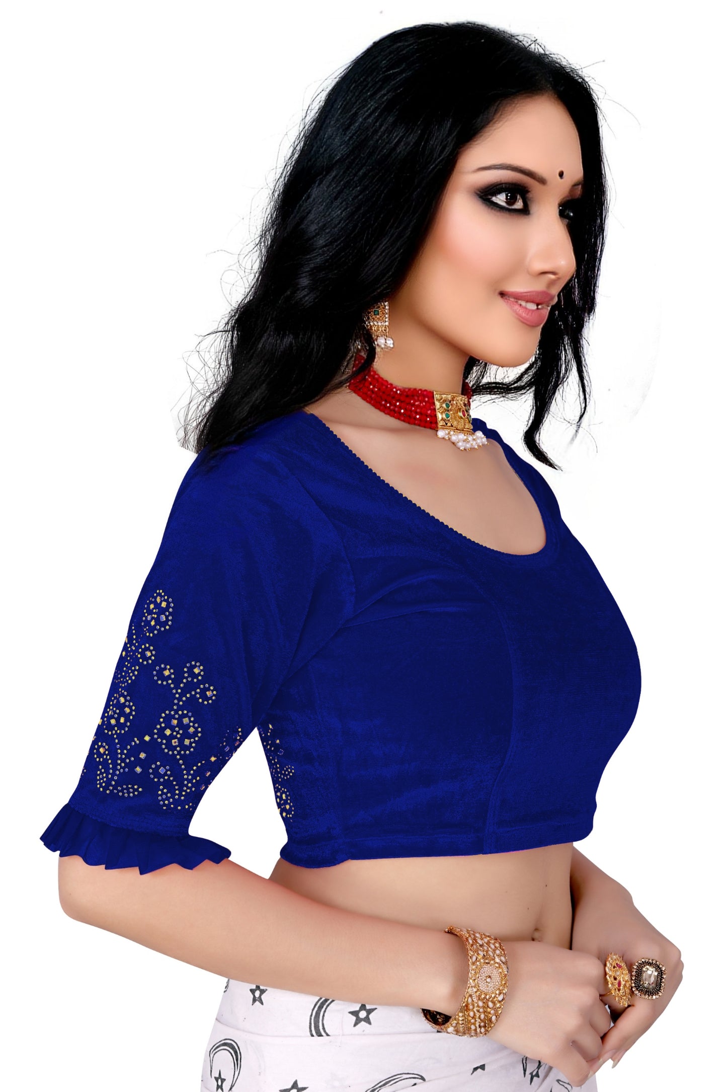 PU Fashion Stretchable Sequin Embroidery Blouse for Saree, Lehenga & Party Wear