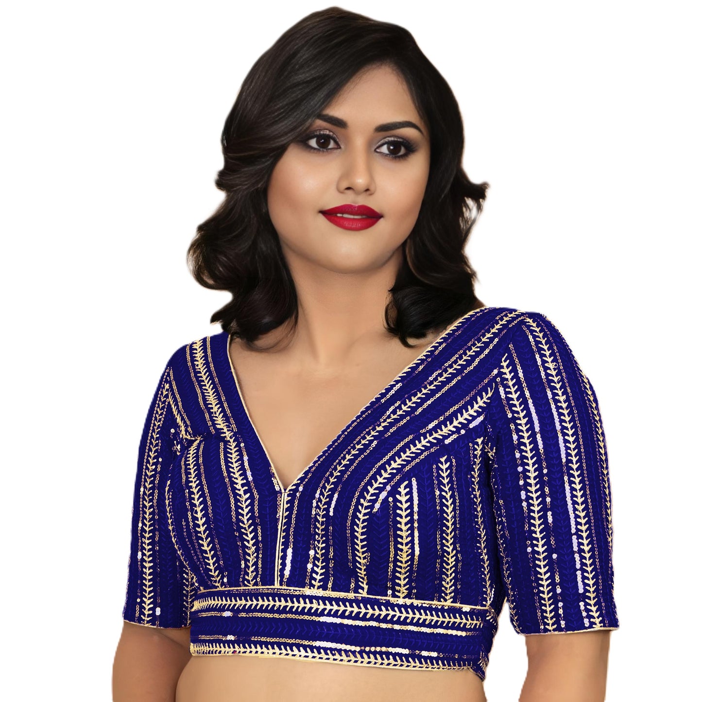 Fancy Designer Blouse with Golden Embroidery – Multiple Colors | PU Fashion