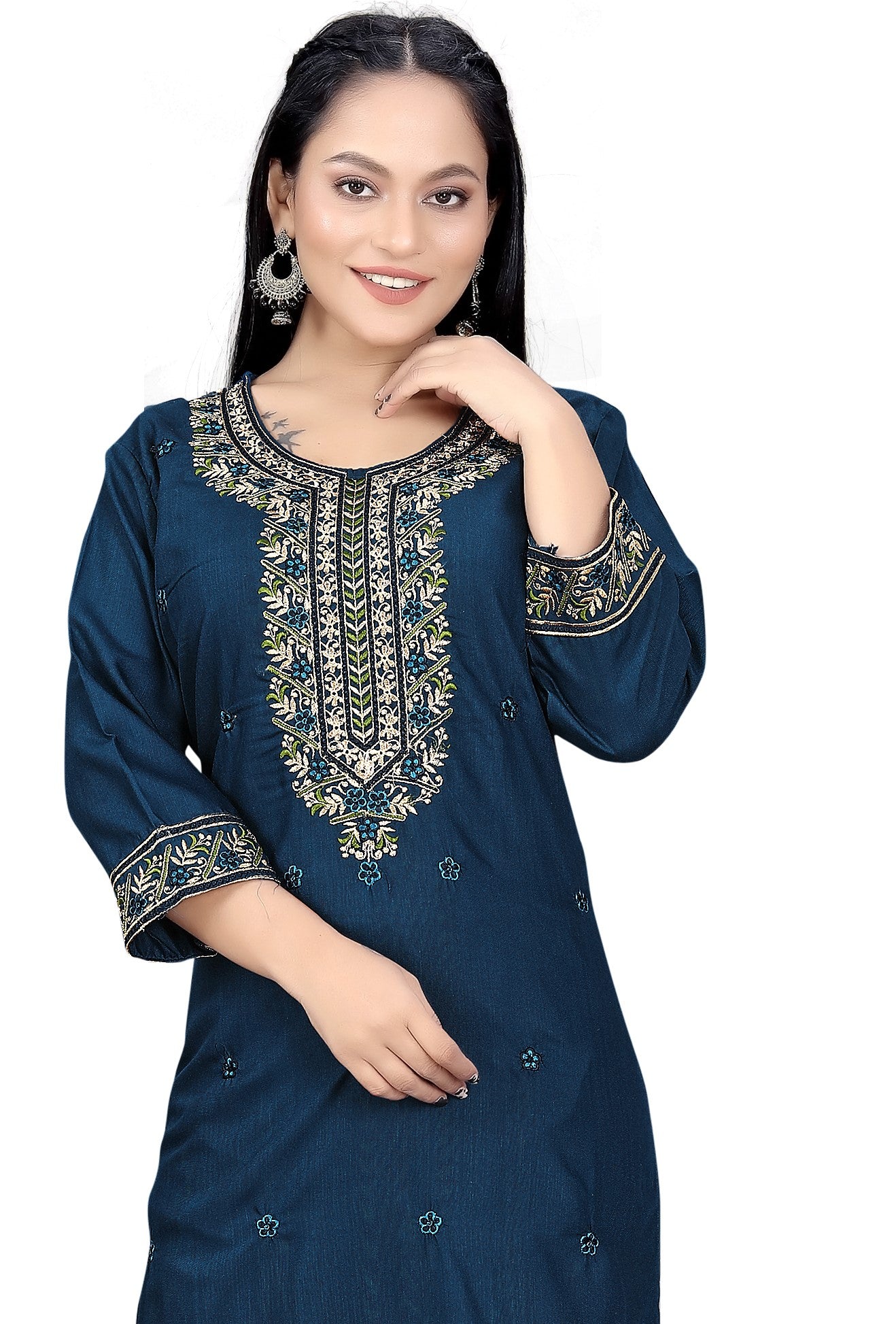 PU Fashion Women's Embroidered Straight Kurti | Elegant Festive & Office Wear