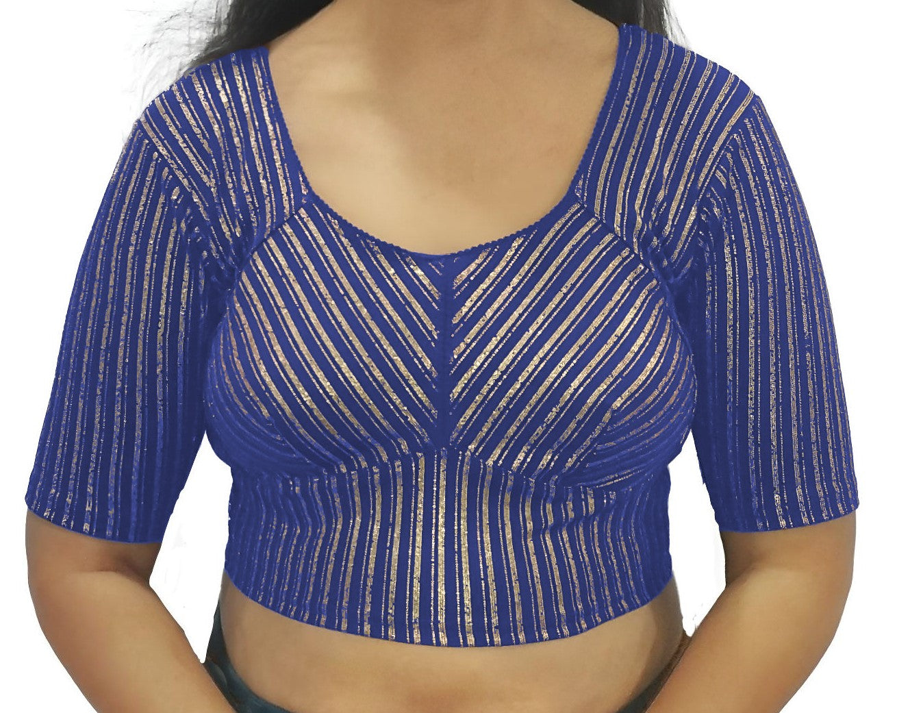PU Fashion Jacquard Stretchable Saree Blouse | Back Hook & Katroi Design