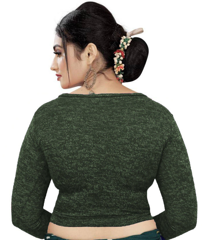 Stretchable Woolen Full Sleeves Blouse for Saree, Lehenga, and Winter Wear