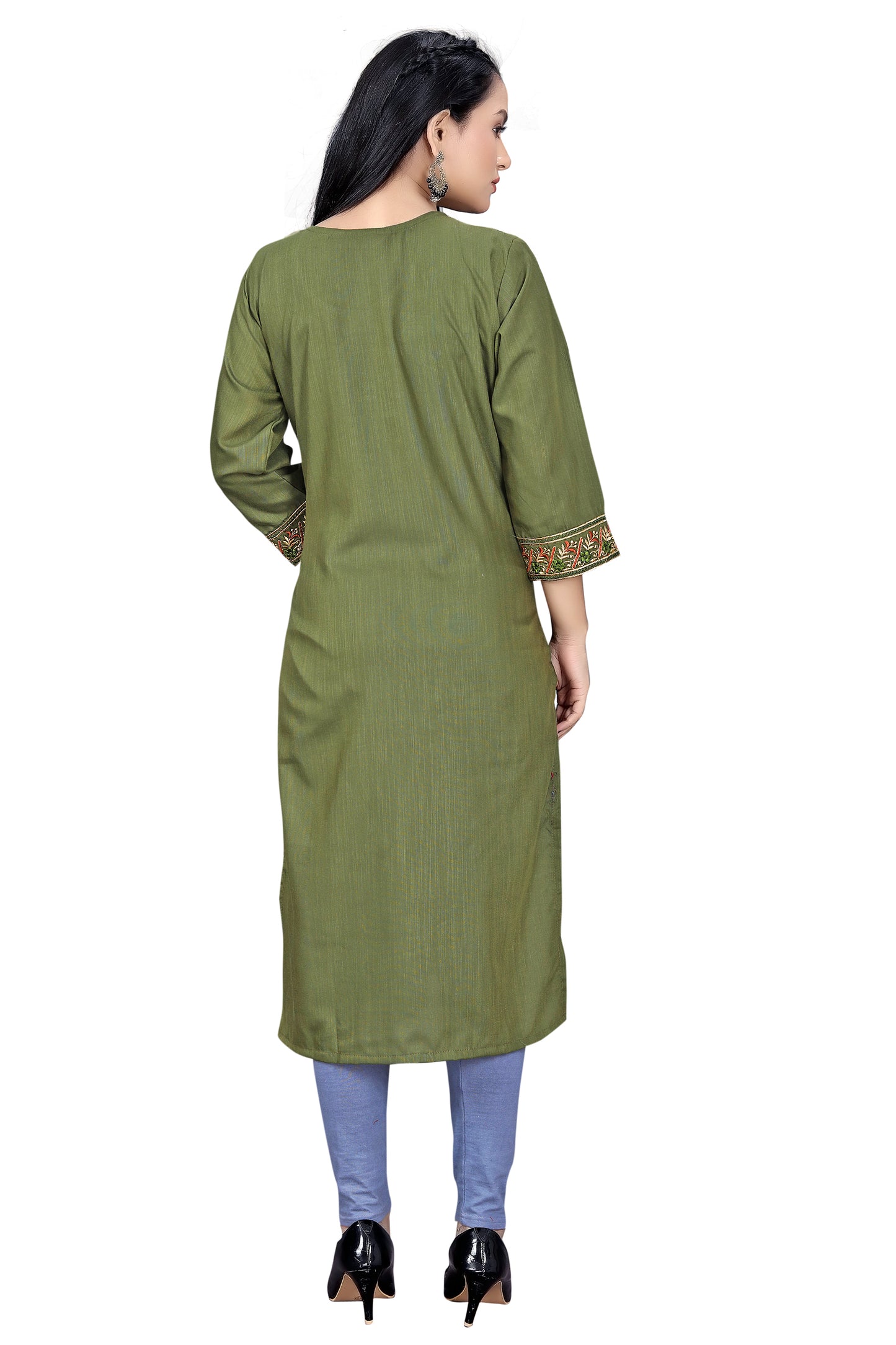 PU Fashion Women's Embroidered Straight Kurti | Elegant Festive & Office Wear