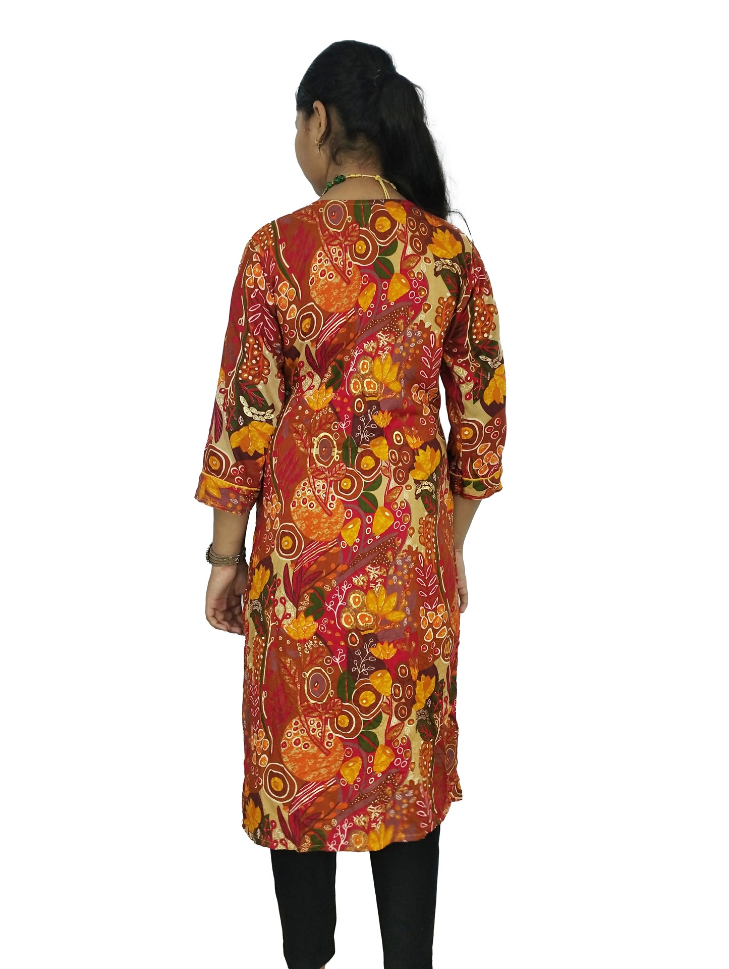 PU Fashion Pure Rayon Orange Printed Kurti for Women | Elegant & Comfortable Daily Wear Kurti for Office, Casual & Festive Look