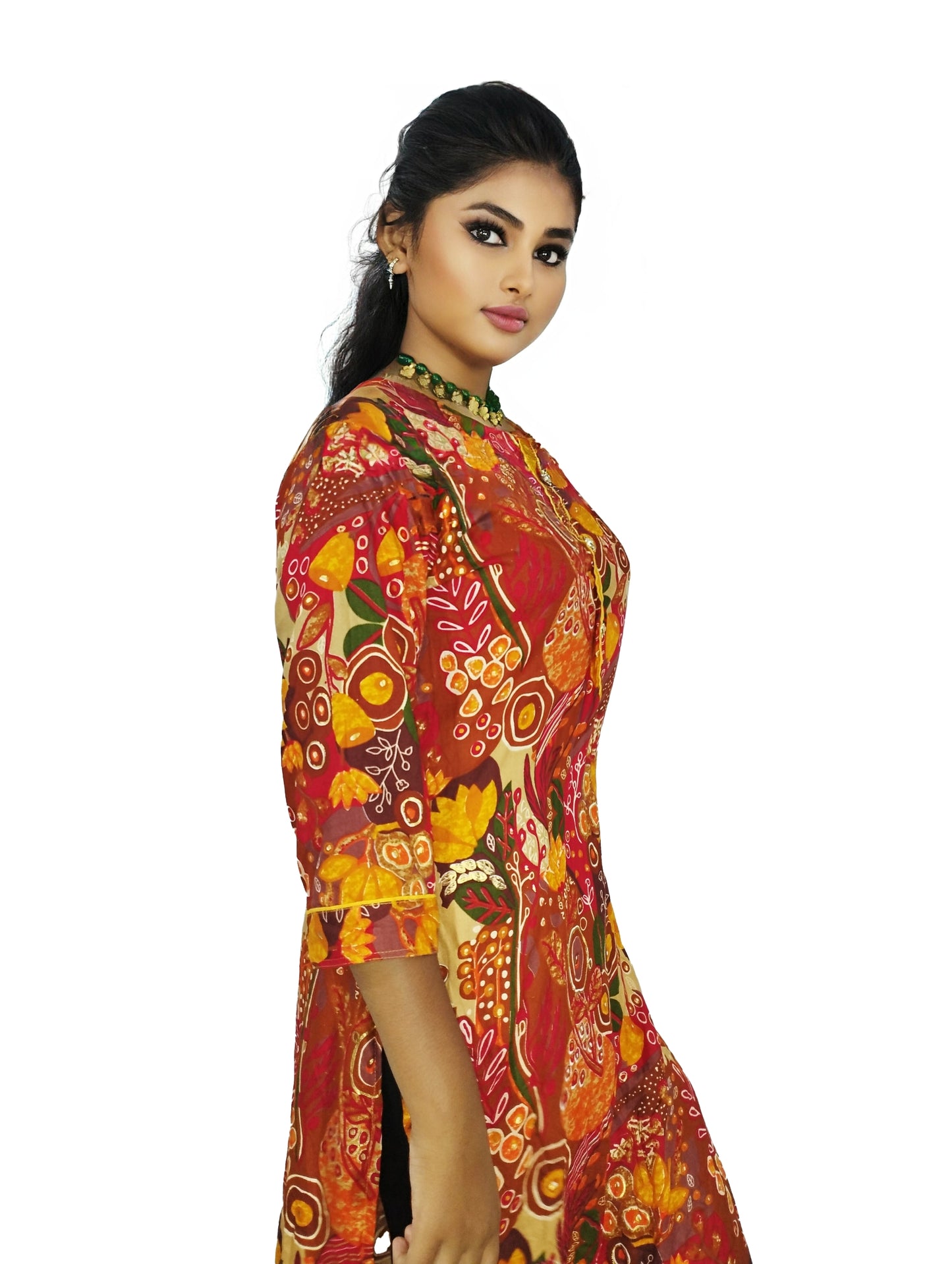 PU Fashion Pure Rayon Orange Printed Kurti for Women | Elegant & Comfortable Daily Wear Kurti for Office, Casual & Festive Look