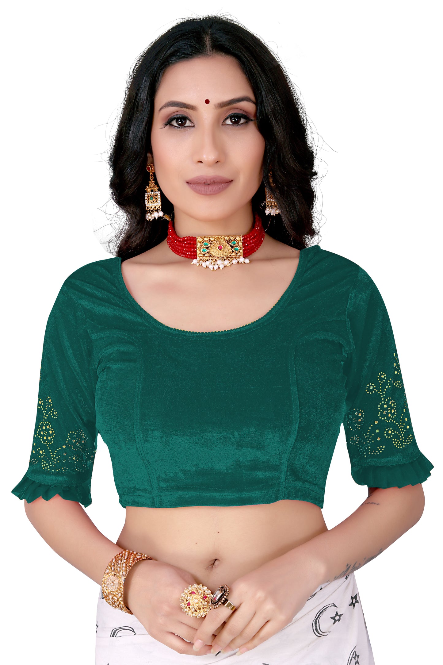 PU Fashion Stretchable Sequin Embroidery Blouse for Saree, Lehenga & Party Wear