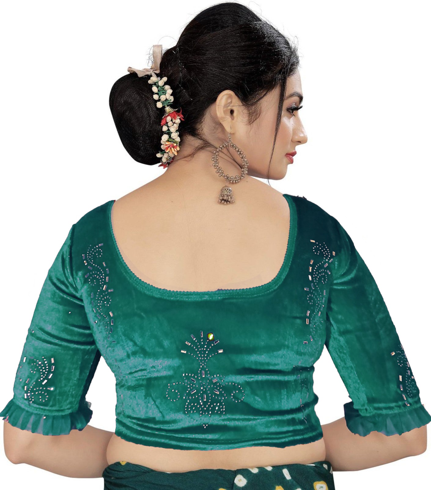 PU Fashion Women's Fancy Velvet Blouse with Golden Shine | Readymade Party Wear Saree Blouse