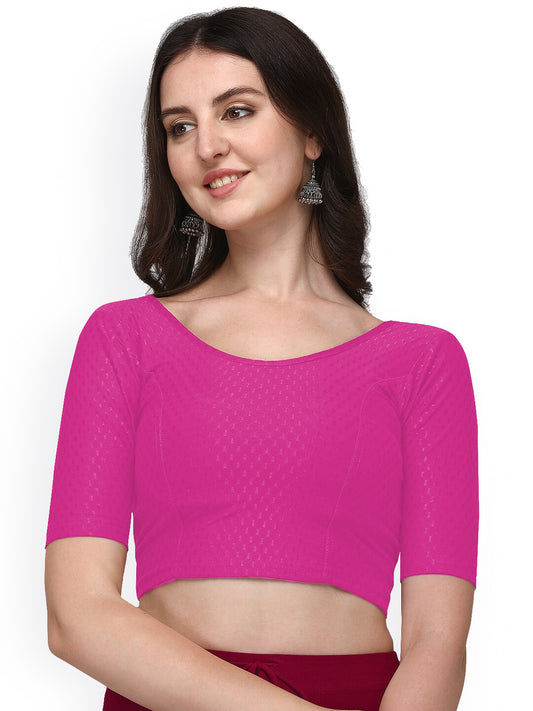 PU Fashion Cotton Stretchable Elbow Sleeve Saree Blouse – Soft & Stylish