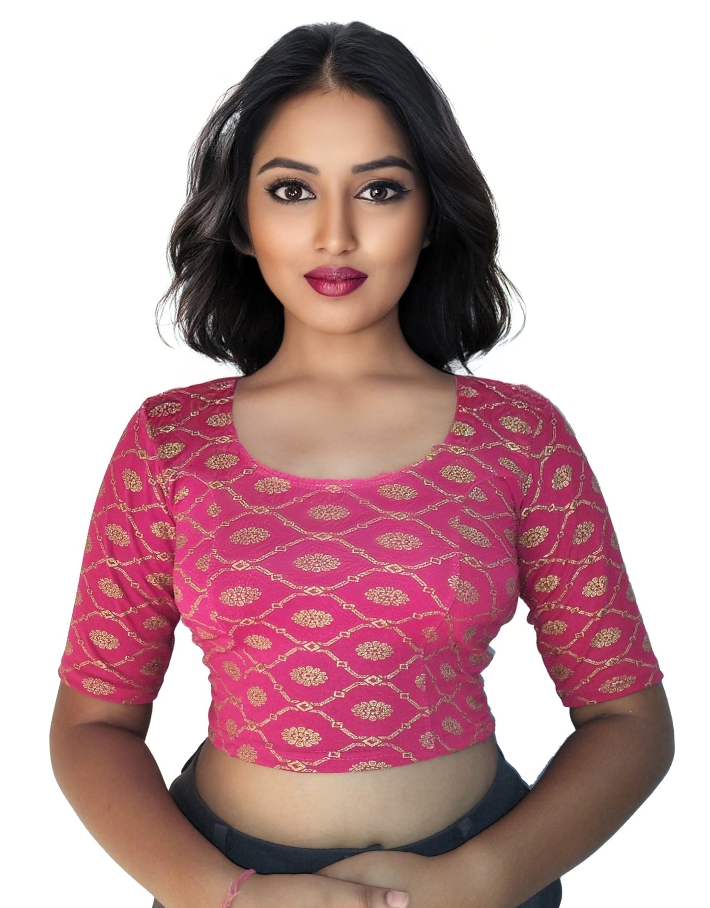 Cotton Lycra Stretchable Readymade Blouse with Fancy Latkan | Soft & Breathable Fabric