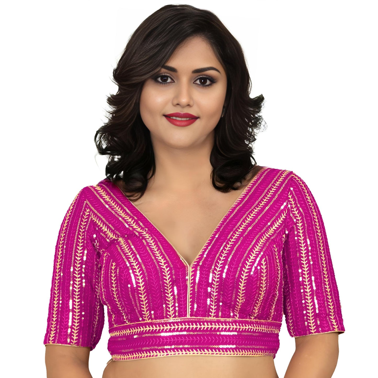 Fancy Designer Blouse with Golden Embroidery – Multiple Colors | PU Fashion
