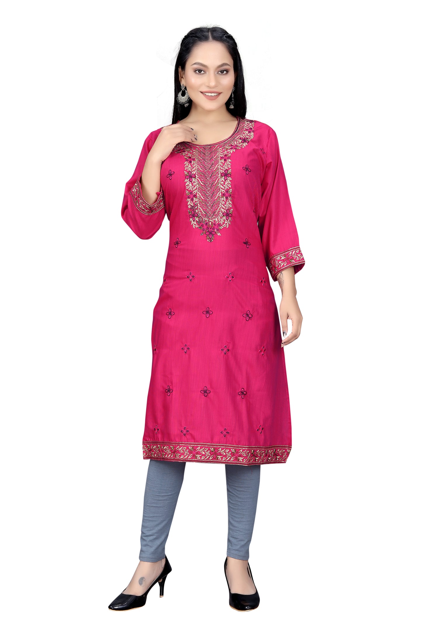 Elegant Embroidered Straight Kurti for Women | Festive & Office Wear