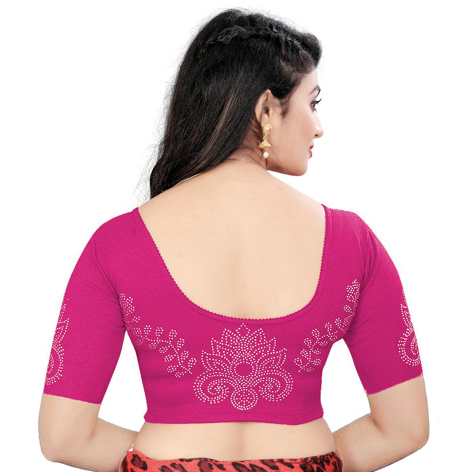 PU Fashion Readymade Lycra Blouse with Frill & Stone Work