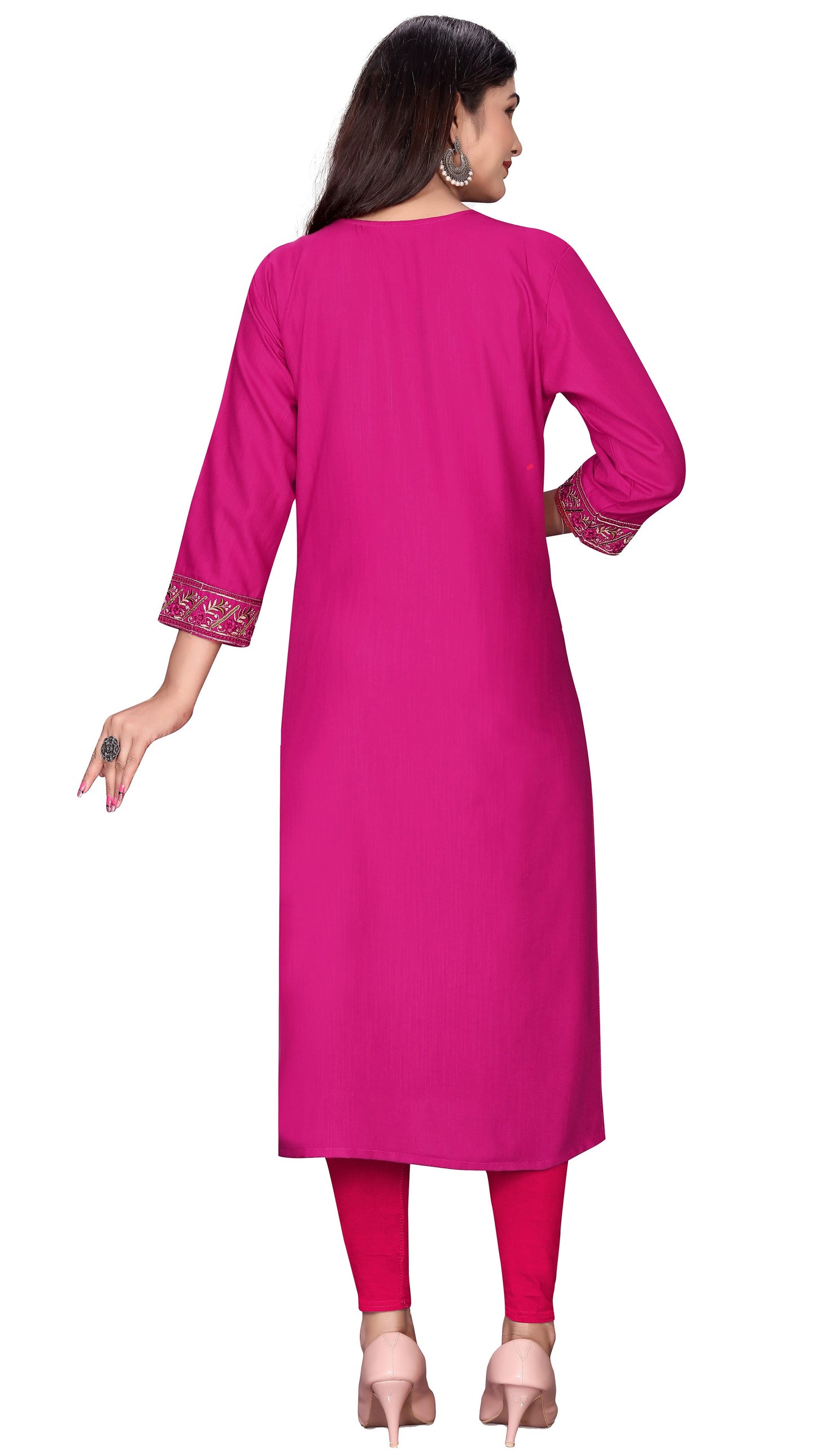 PU Fashion Women's Embroidered Straight Kurti | Elegant Festive & Office Wear