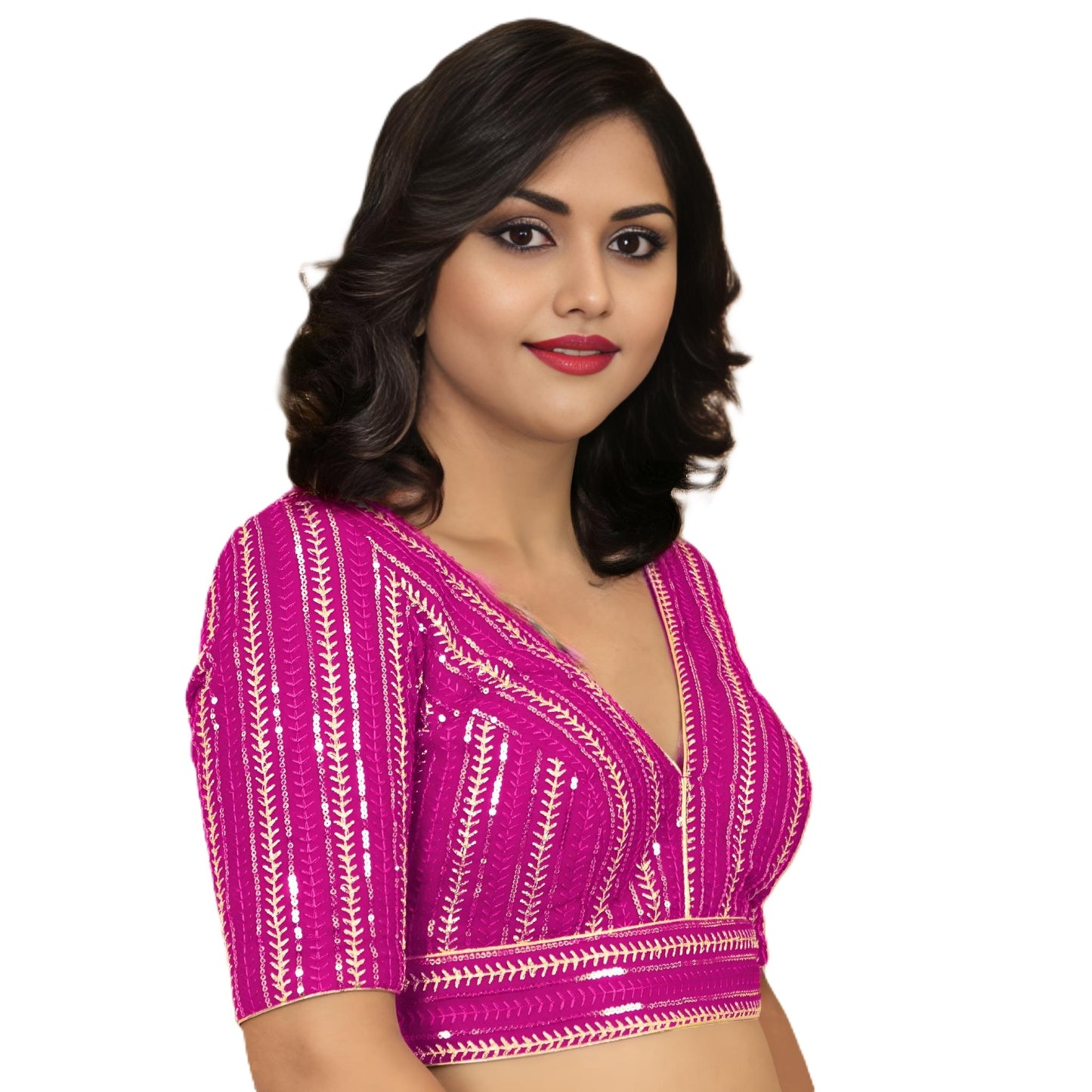 Fancy Designer Blouse with Golden Embroidery – Multiple Colors | PU Fashion