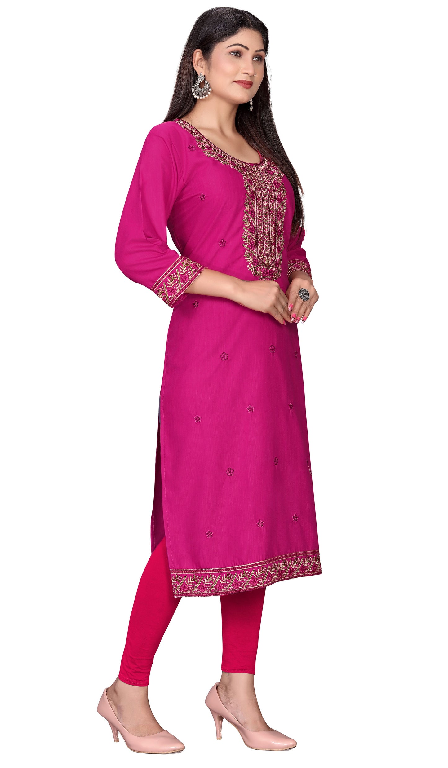 PU Fashion Women's Embroidered Straight Kurti | Elegant Festive & Office Wear