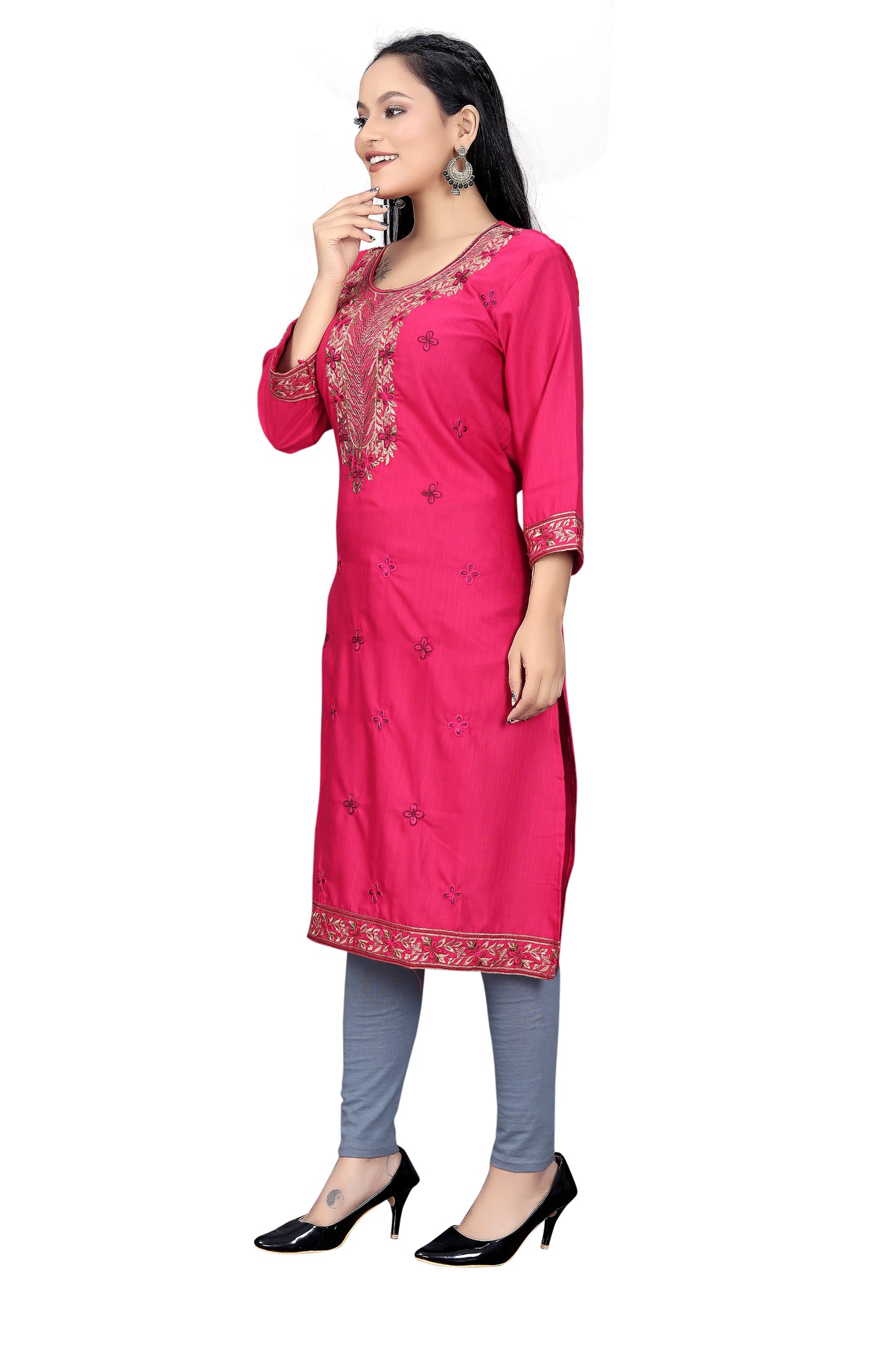 Elegant Embroidered Straight Kurti for Women | Festive & Office Wear