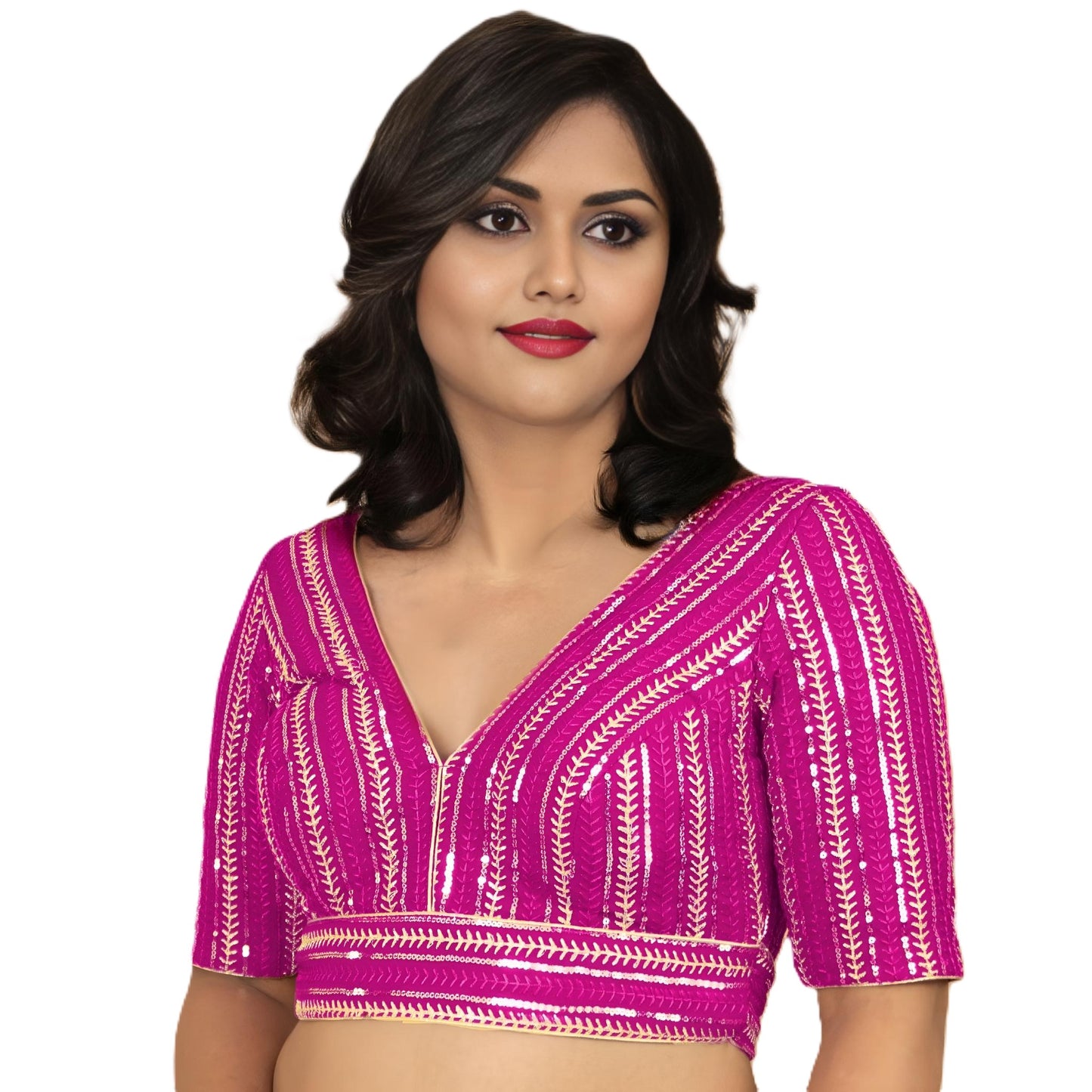 Fancy Designer Blouse with Golden Embroidery – Multiple Colors | PU Fashion