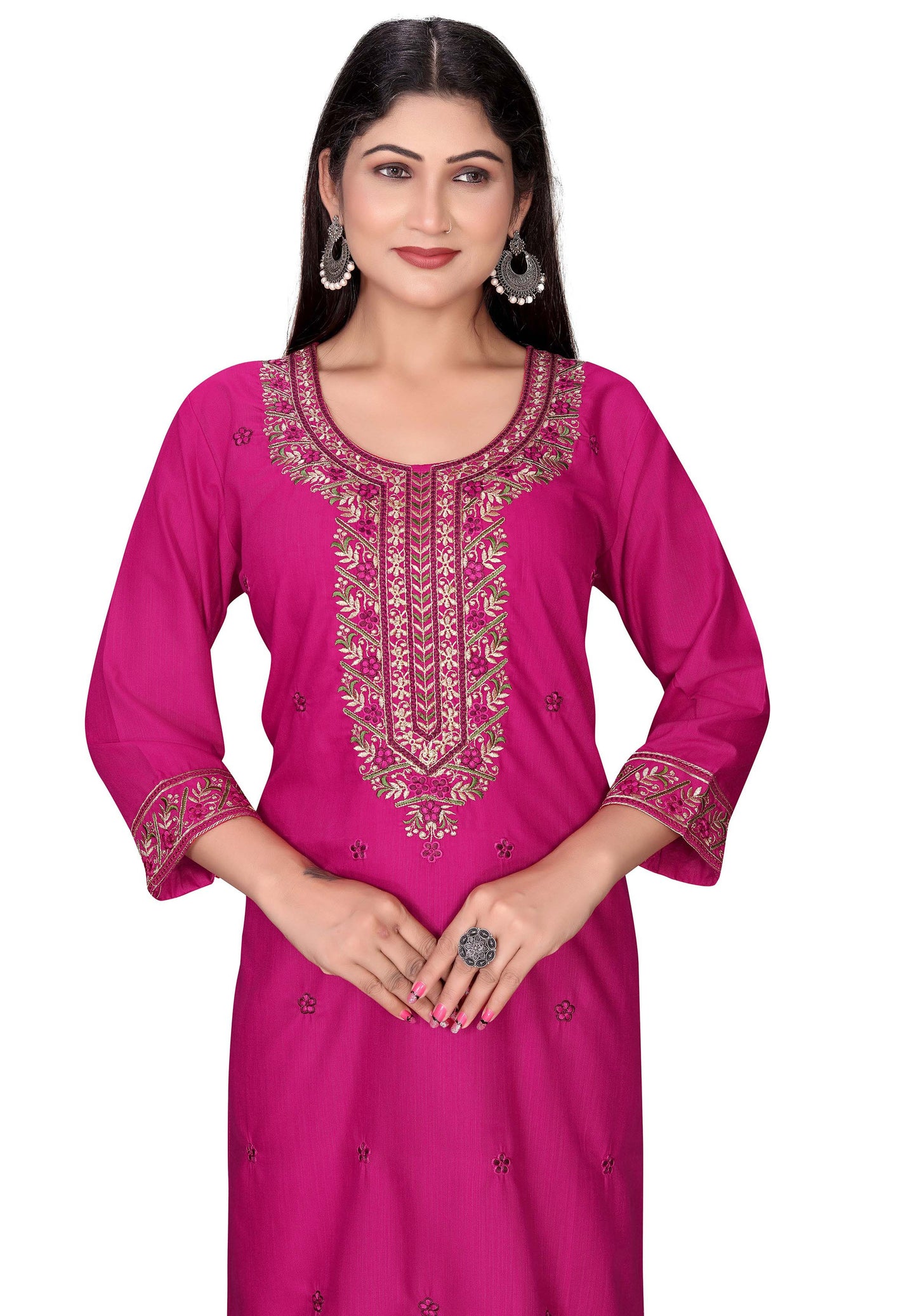 PU Fashion Women's Embroidered Straight Kurti | Elegant Festive & Office Wear