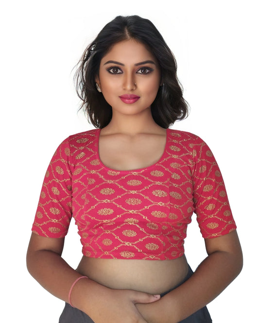 Cotton Lycra Stretchable Readymade Blouse with Fancy Latkan | Soft & Breathable Fabric