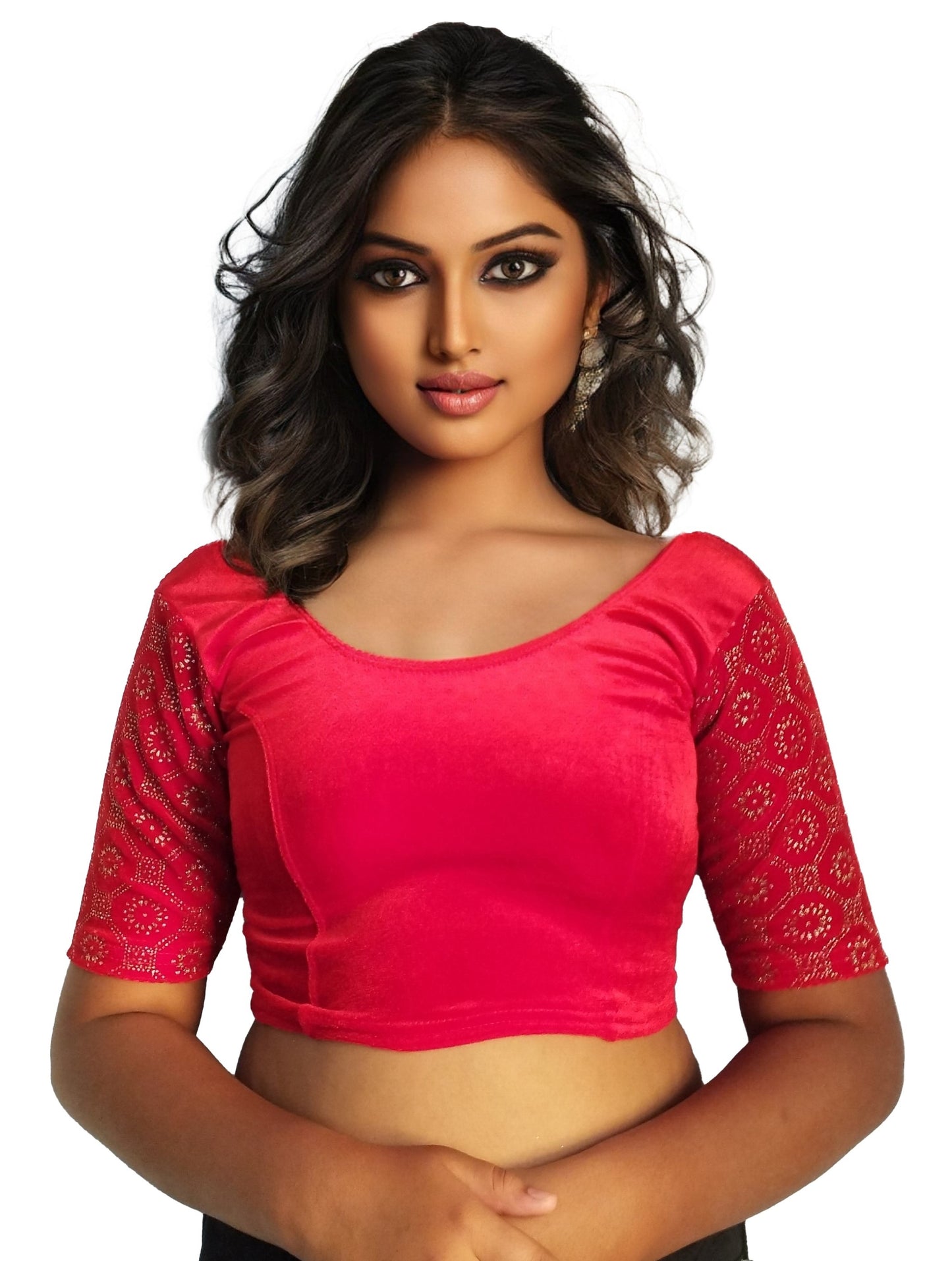 PU Fashion Black Velvet Fancy Blouse with Golden Work | Readymade Designer Blouse for Saree and Lehenga