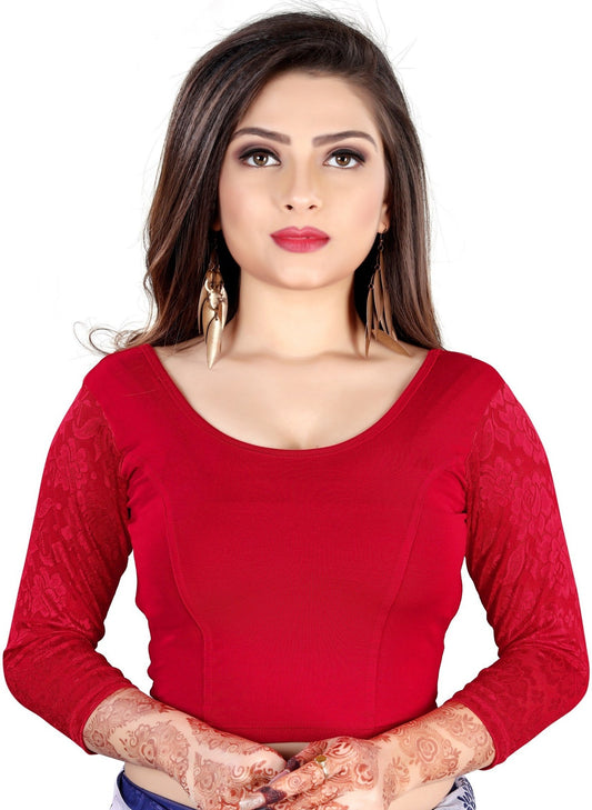 PU Fashion Stretchable Cotton Lycra Blouse β Readymade Long Sleeve Net Choli