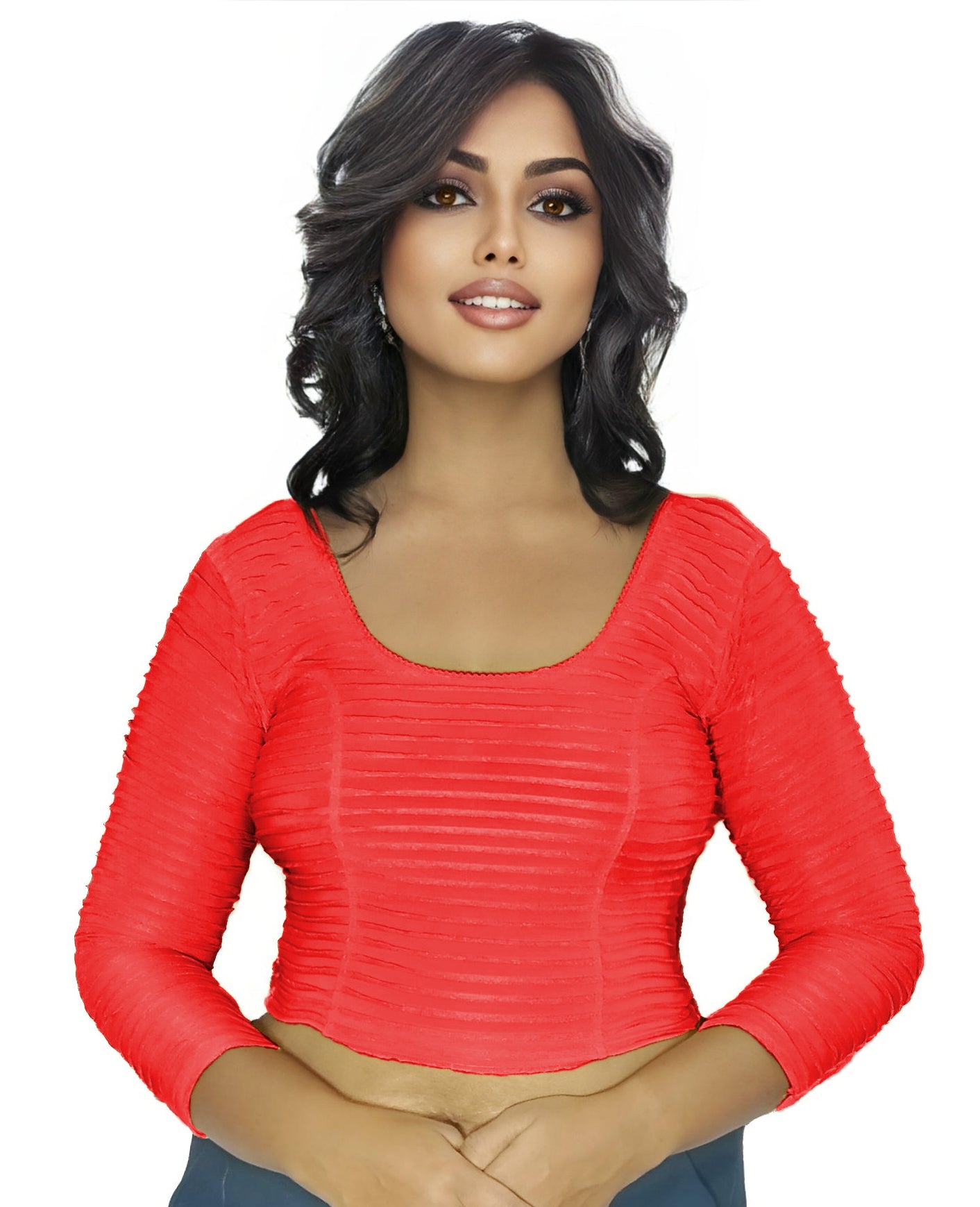 PU Fashion Lycra Stretchable Blouse – Readymade Full Sleeve Designer Saree Blouse