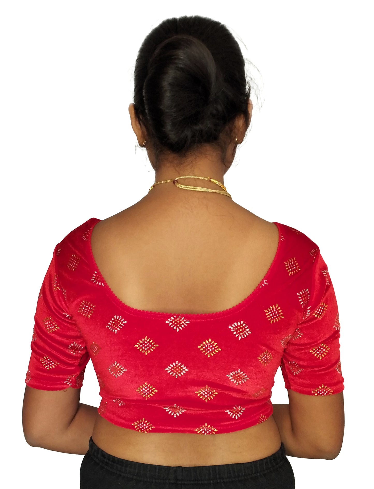 PU Fashion Stretchable Velvet Sequin Blouse for Saree, Lehenga, and Party Wear